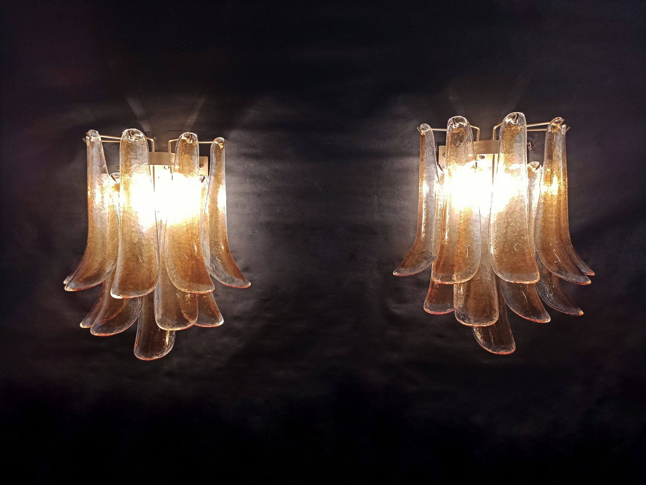 Murano Wall Lamp | 10 Yellow Petal Glass | Set of 2