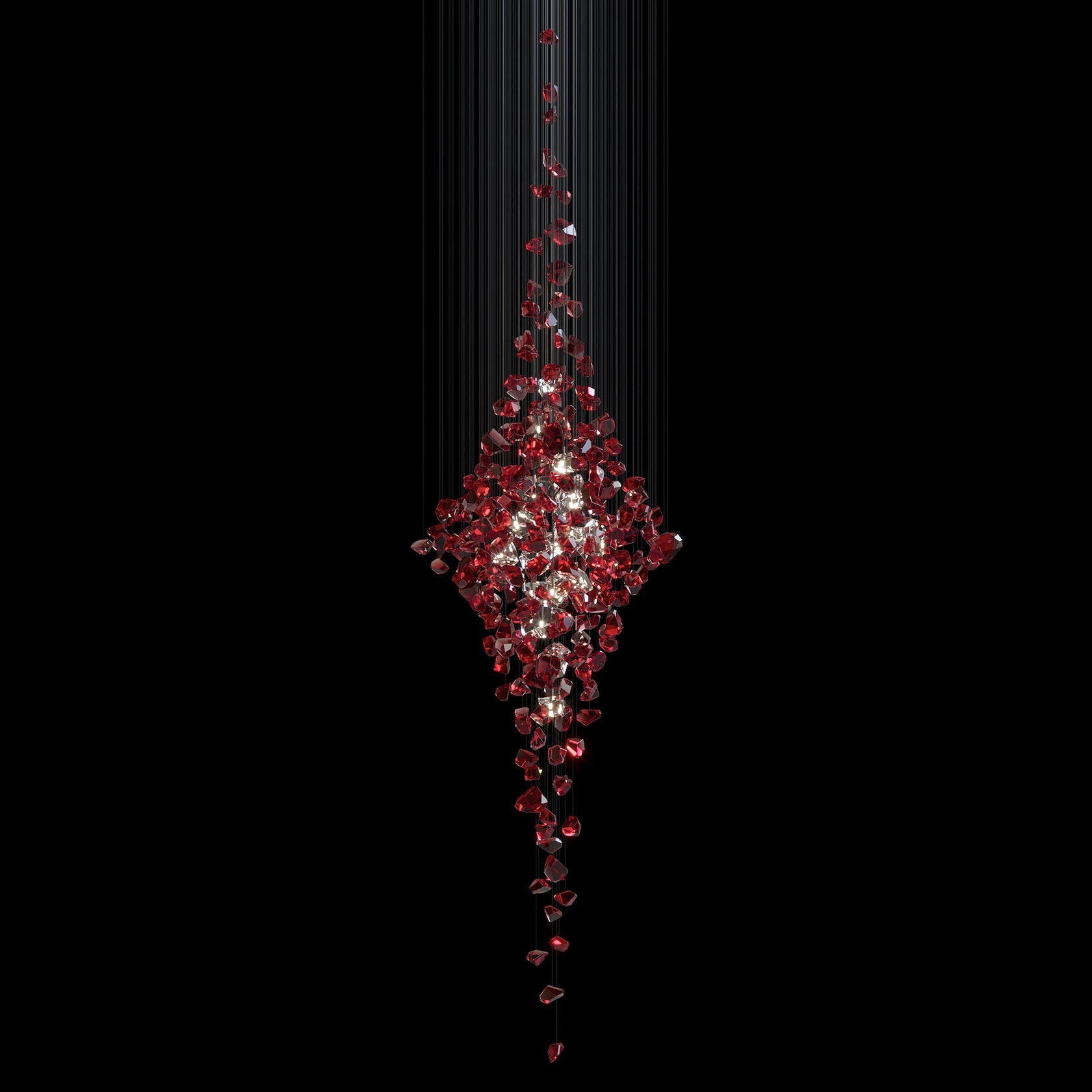 Crimson Crystal Scatter Chandelier