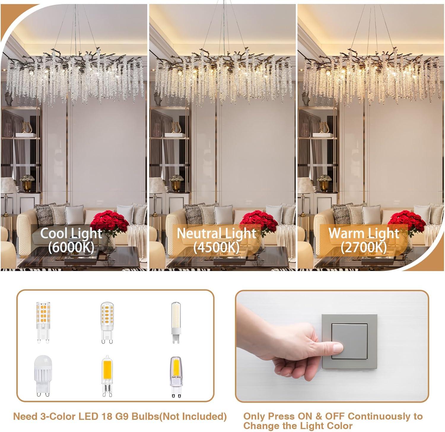 Modern Crystal Chandelier for Dining Room, Black Luxury Round Tree Branches Design by Bling Lighting Studio