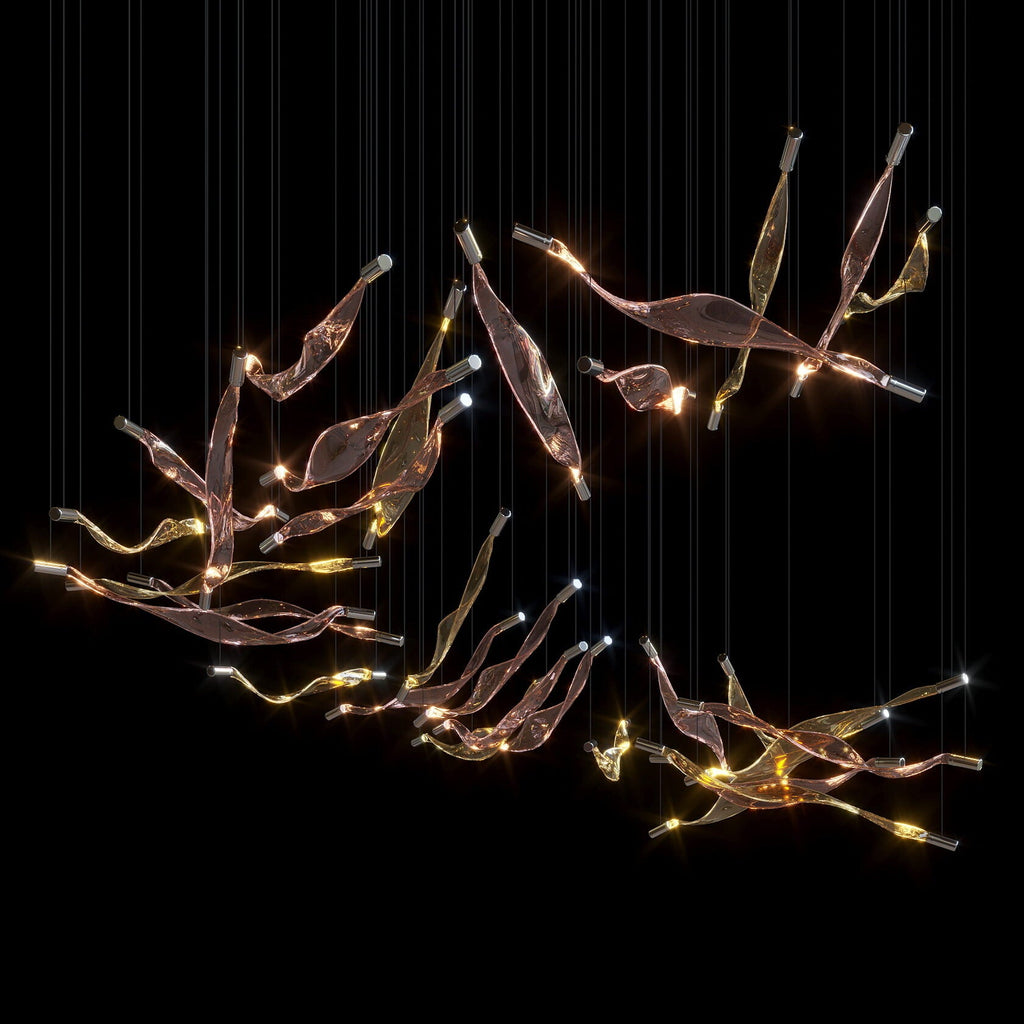 Blush Ribbon Wave Chandelier
