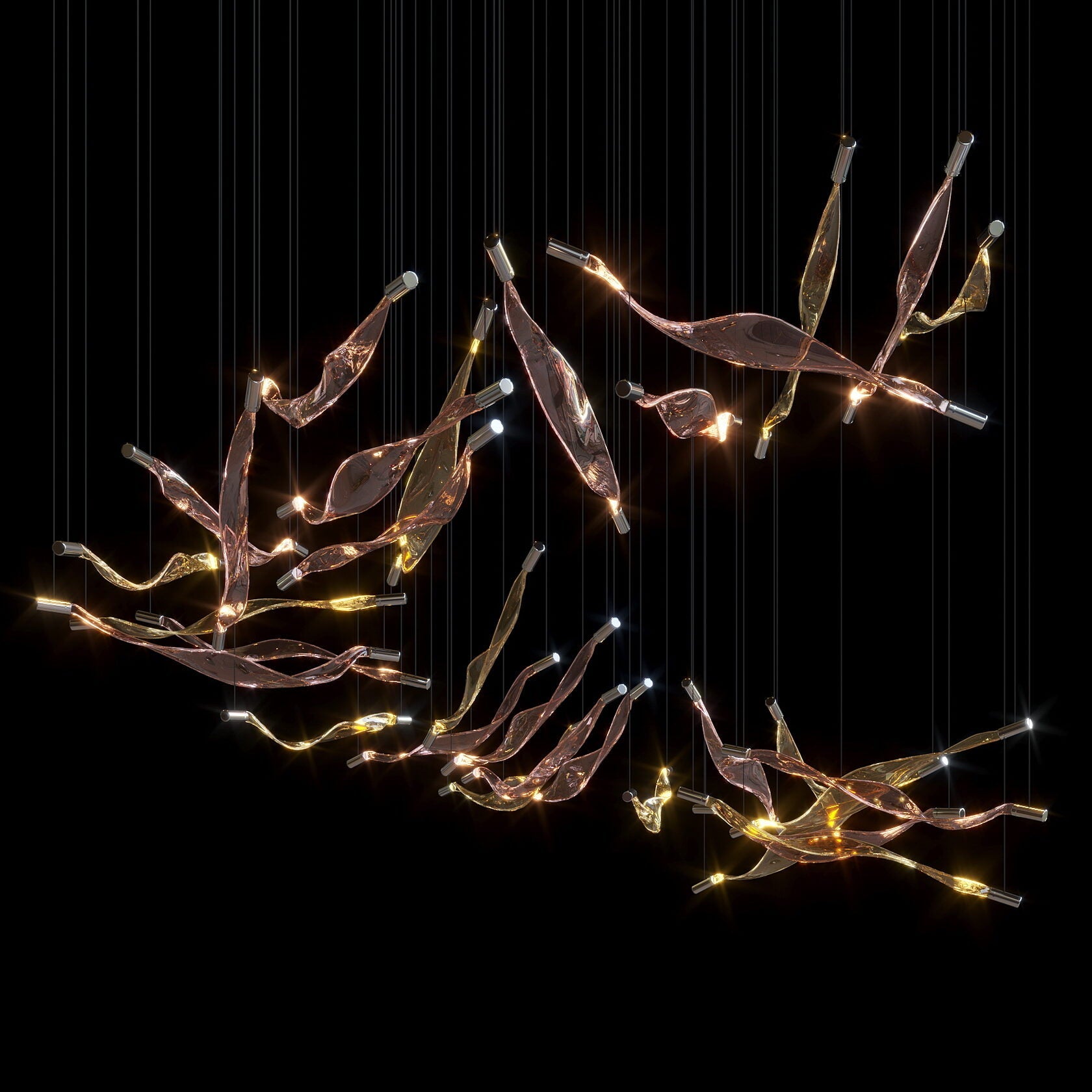 Blush Ribbon Wave Chandelier