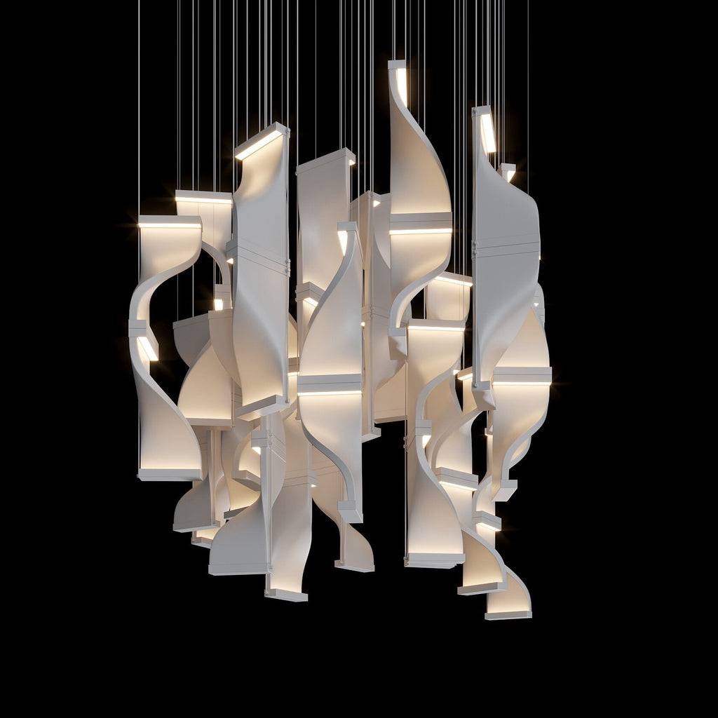 White Ribbon Wave Chandelier