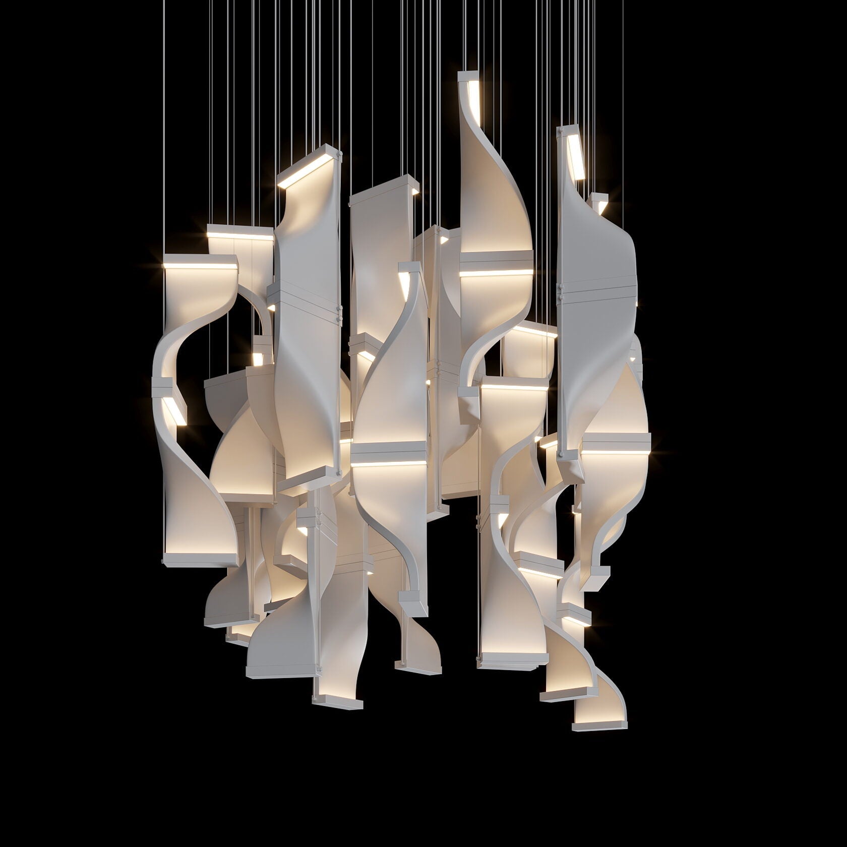 White Ribbon Wave Chandelier