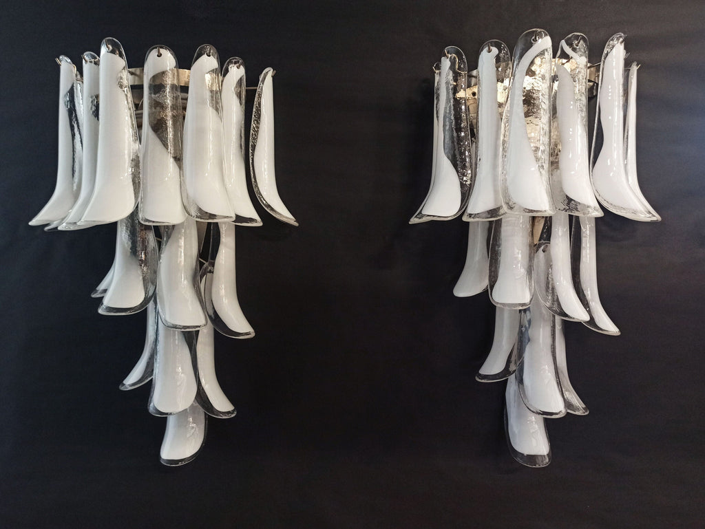 Murano Wall Lamp | 16 White Petal Glass | Set of 2