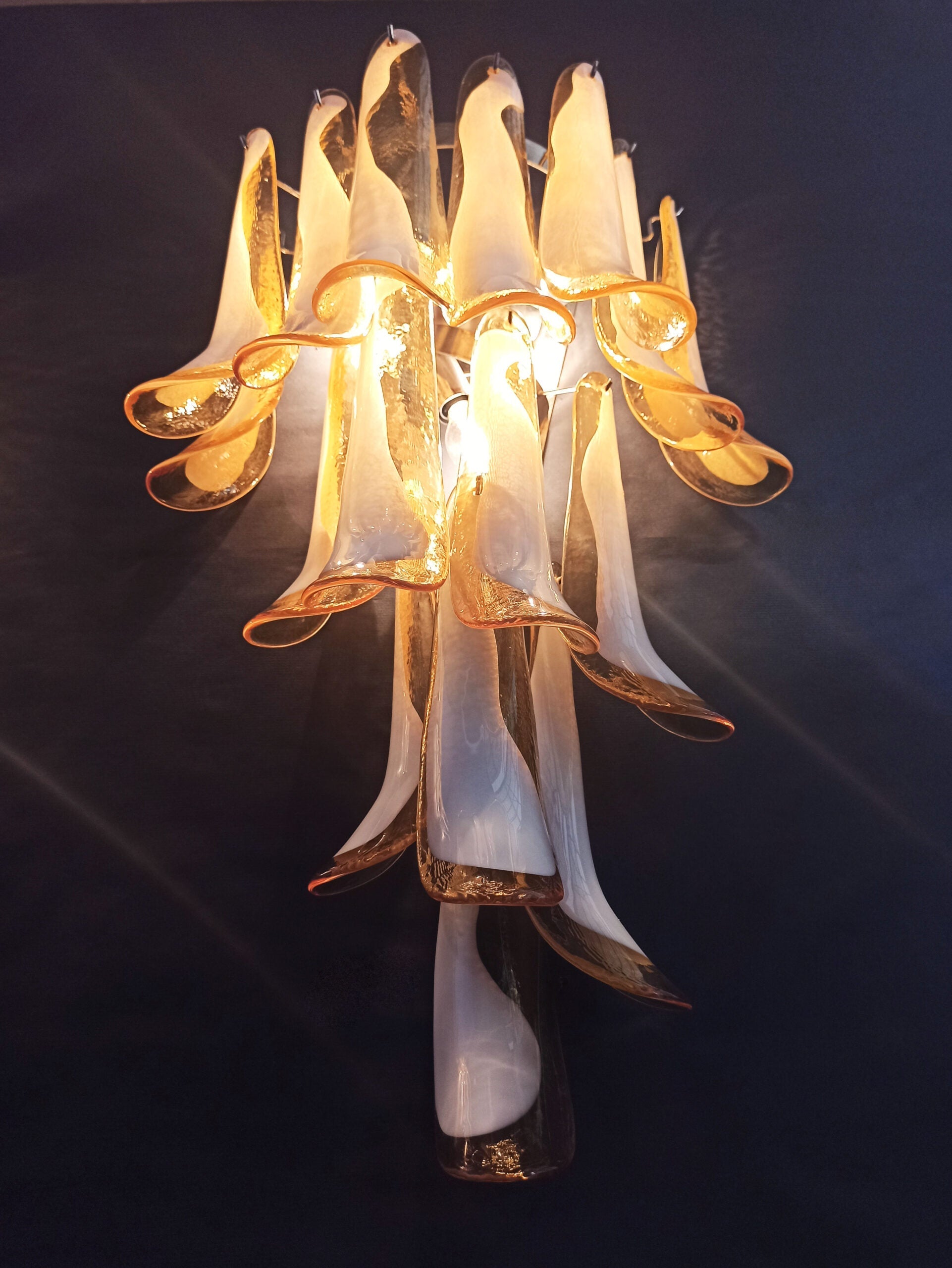 Murano Wall Lamp | 16 Caramel-Coloured Petal Glass | Set of 2