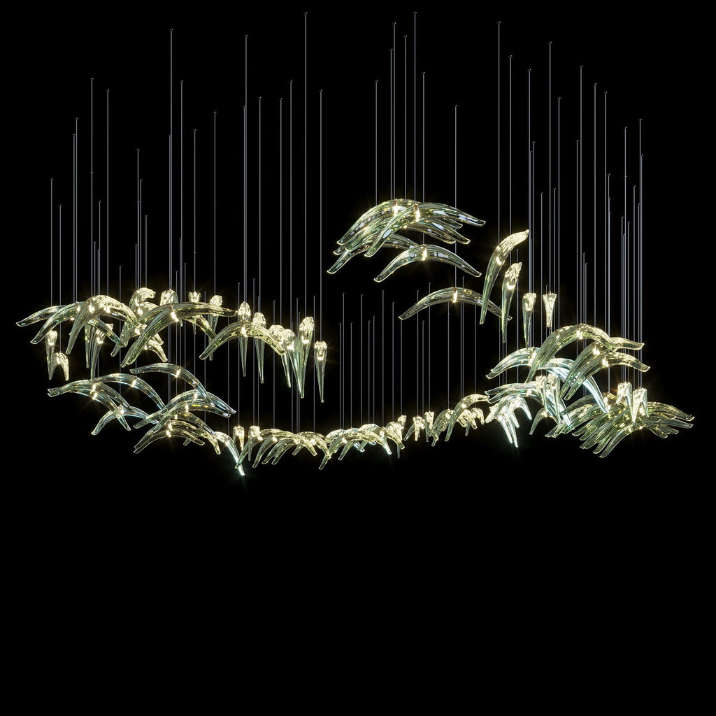 Glass Bird Flock Chandelier