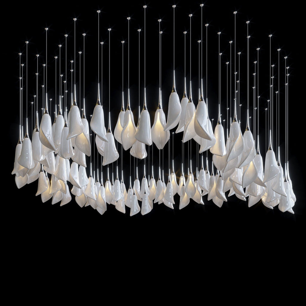 White Petal Drop Chandelier