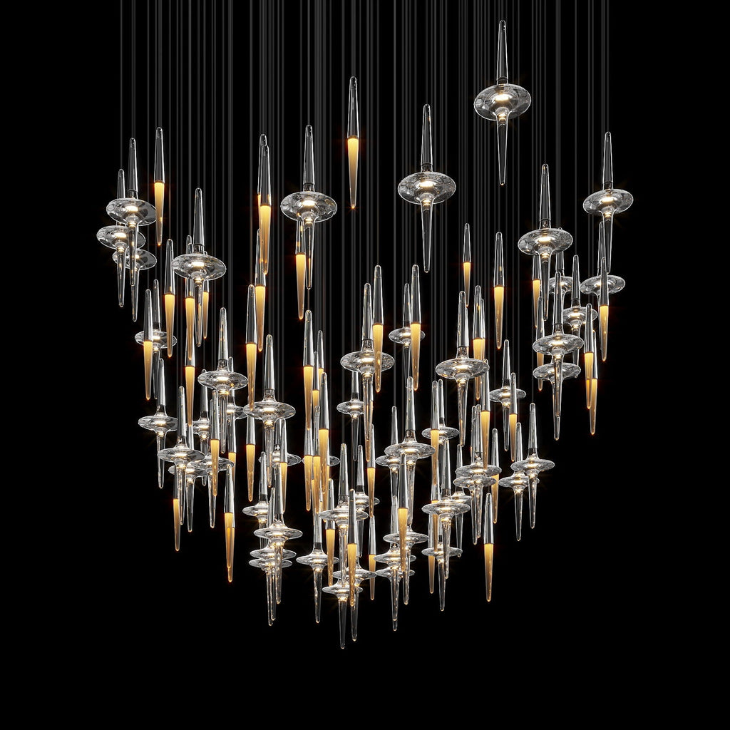 Crystal Icicle Saucer Chandelier