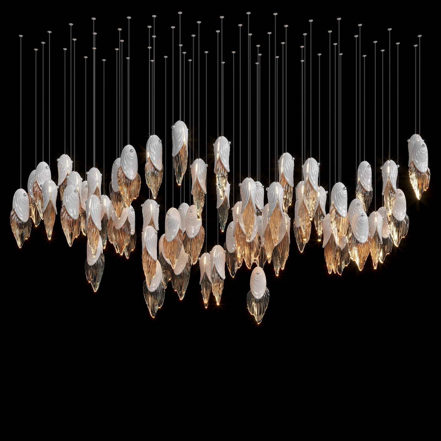 White Shell Cascade Chandelier