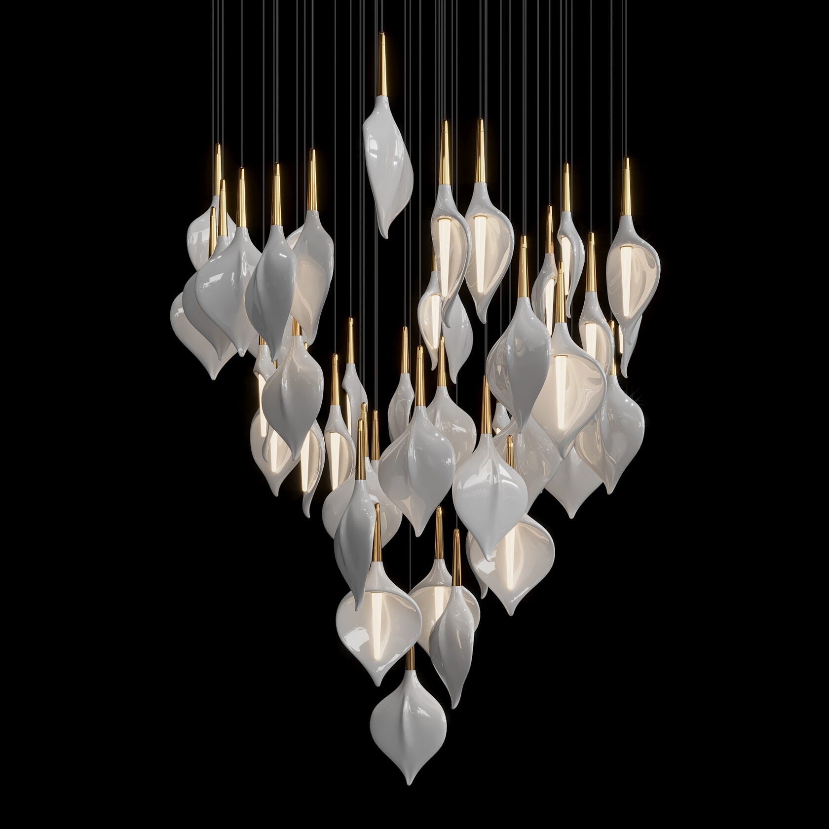 Gold Petal Cluster Chandelier