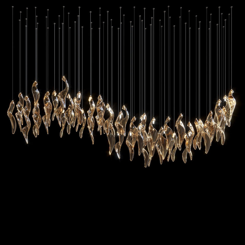 Amber Glass Flame Cascade Chandelier