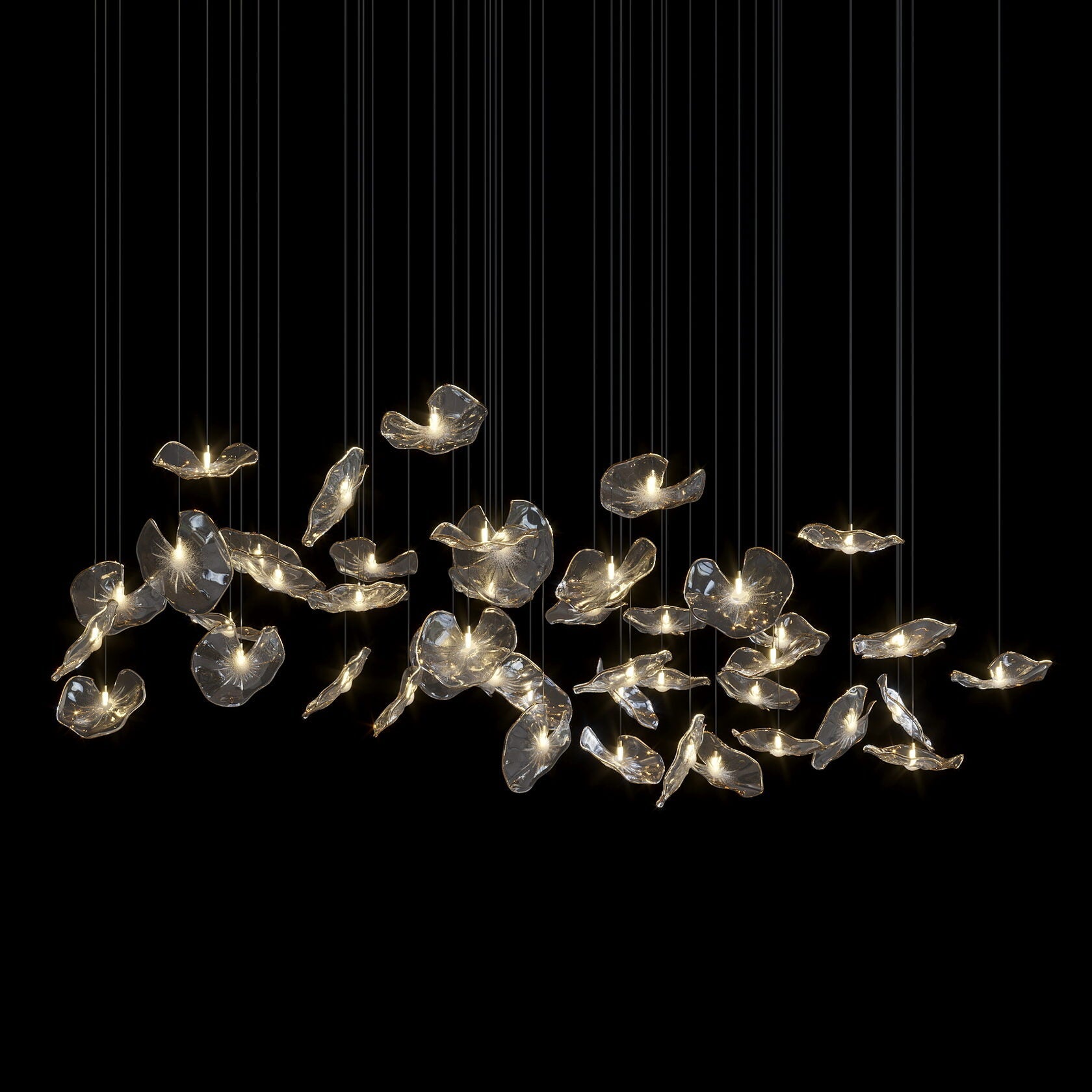 Smoke Glass Lily Cluster Chandelier