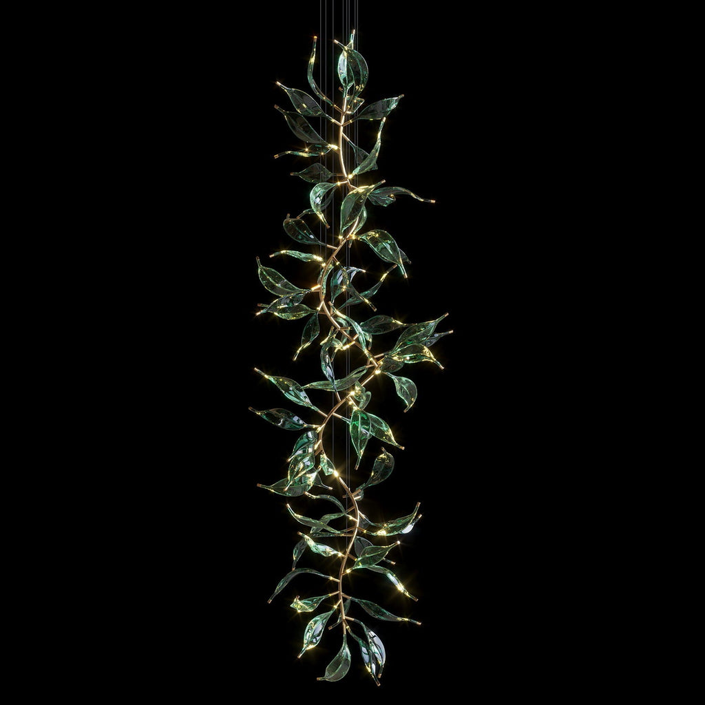 Green Glass Leaf Vine Chandelier