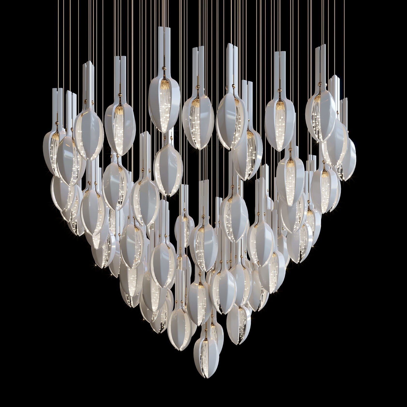 White Seed Pod Garland Chandelier