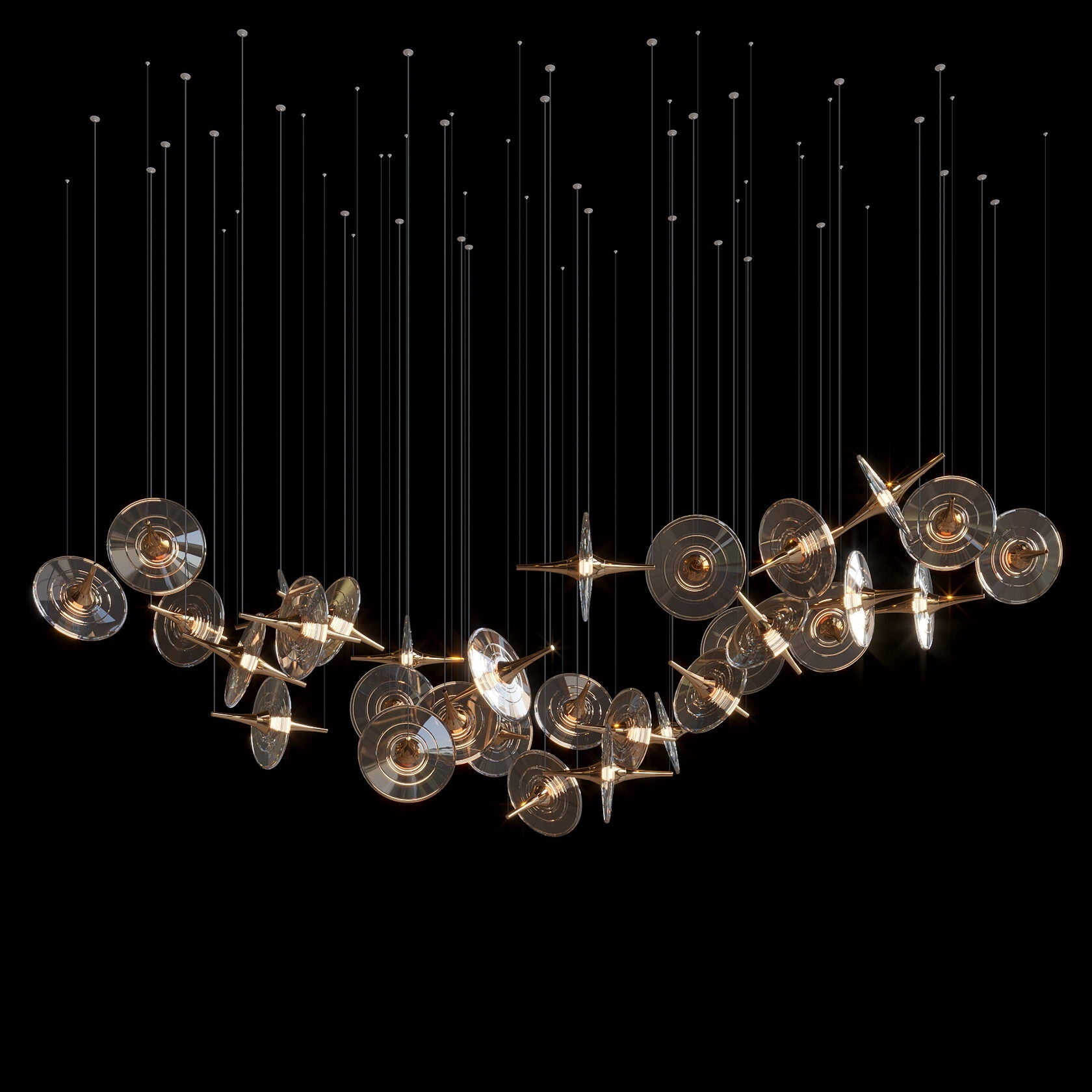 Smoke Disc Orbit Chandelier