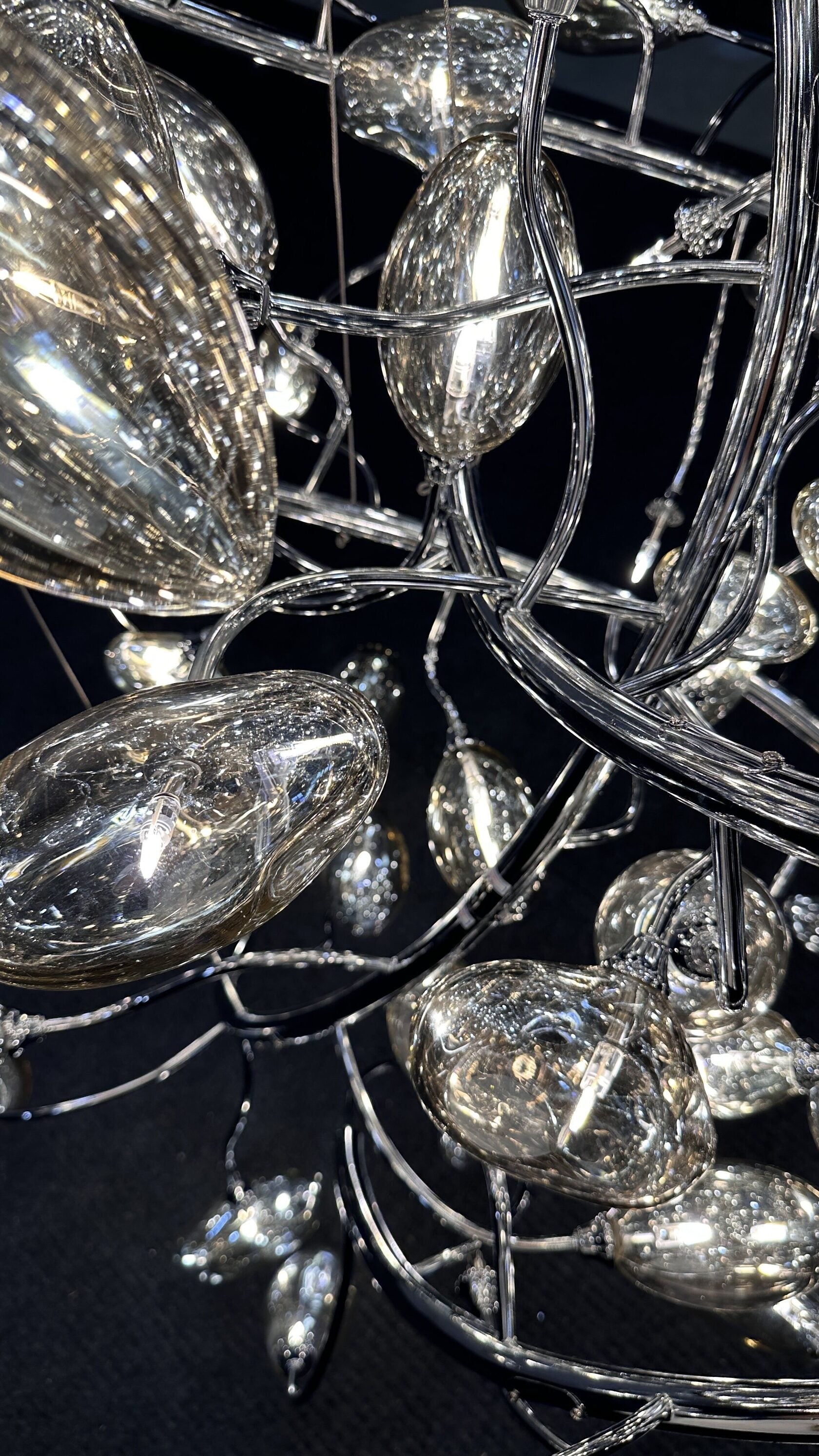 Silver Ribbon Rain Chandelier