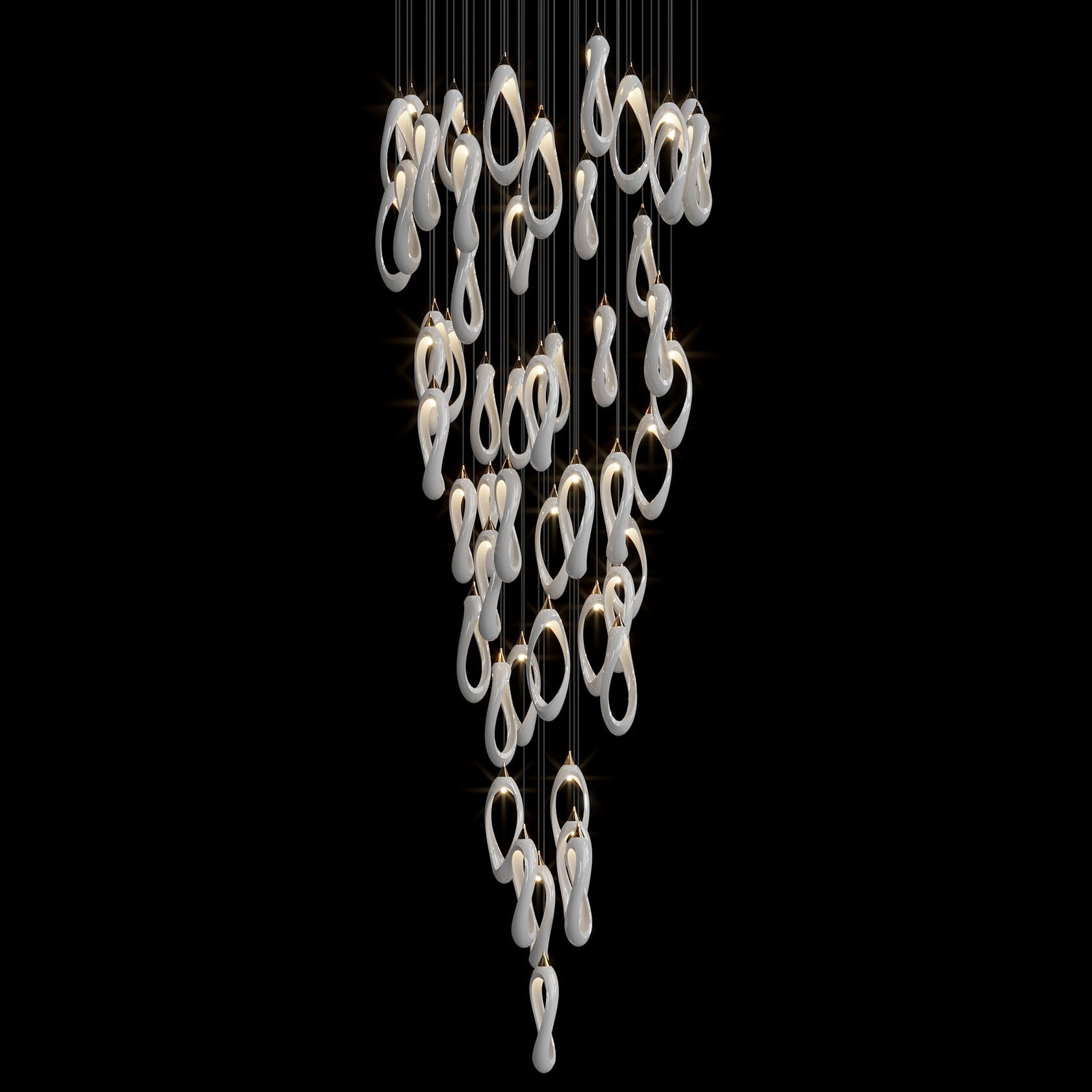 White Ribbon Loop Chandelier