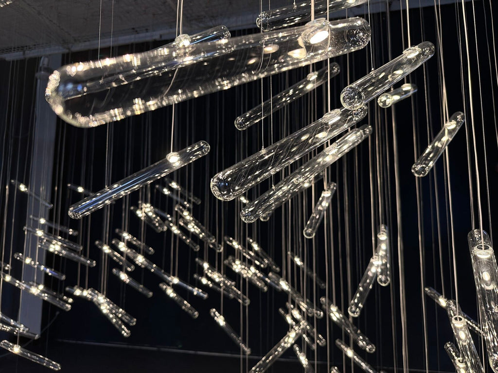 Linear Glass Rod Scatter Chandelier