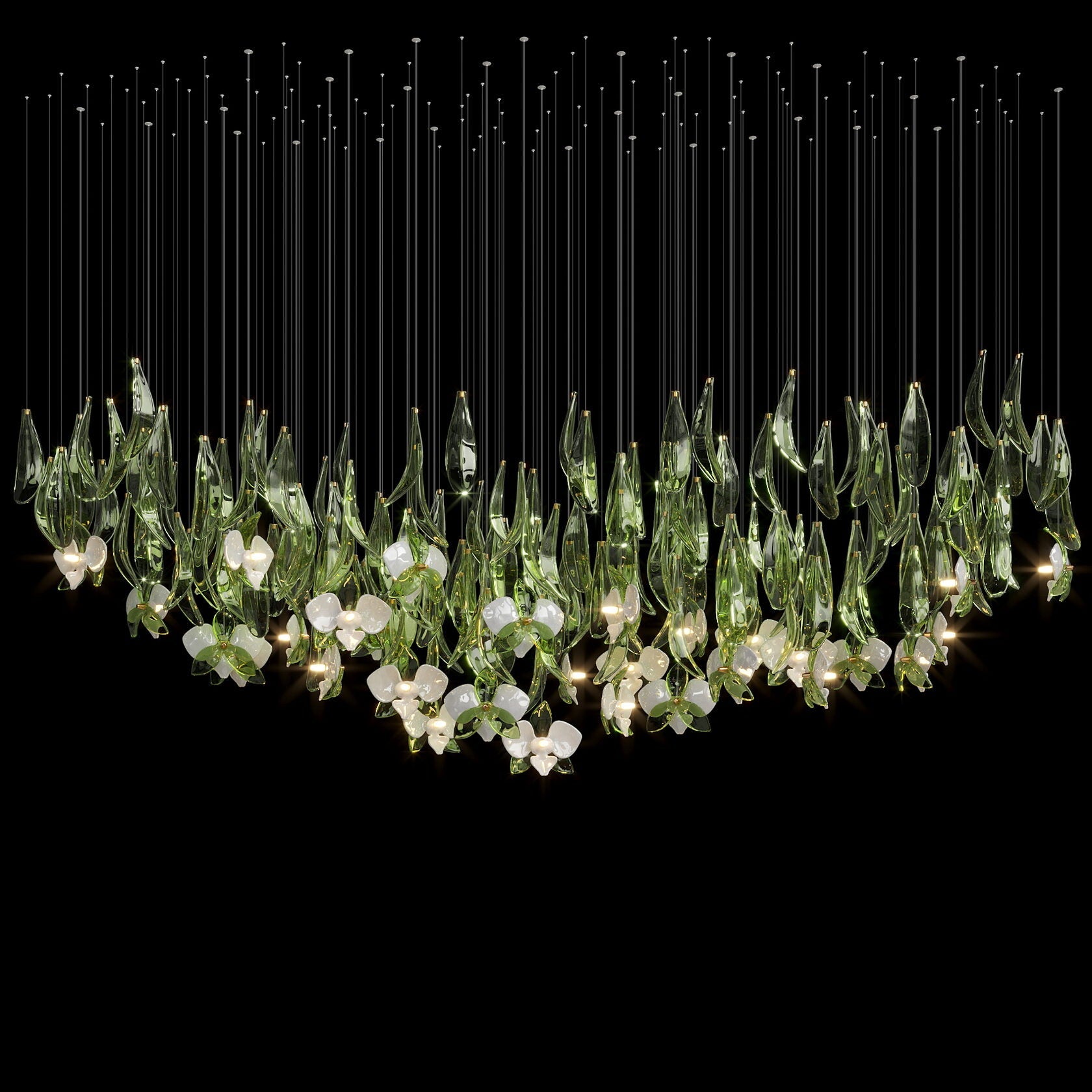 Green Orchid Cascade Chandelier