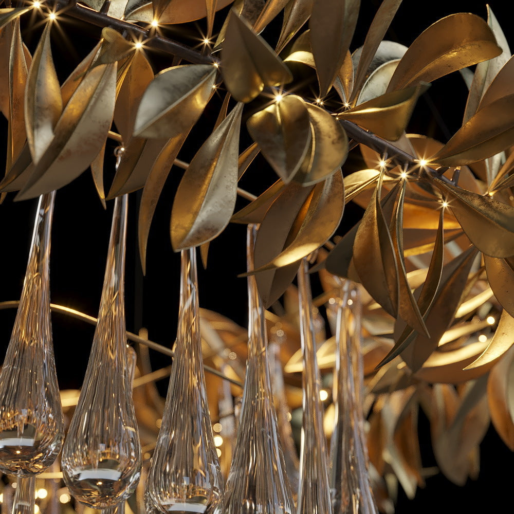 Olive Leaf Rain Chandelier