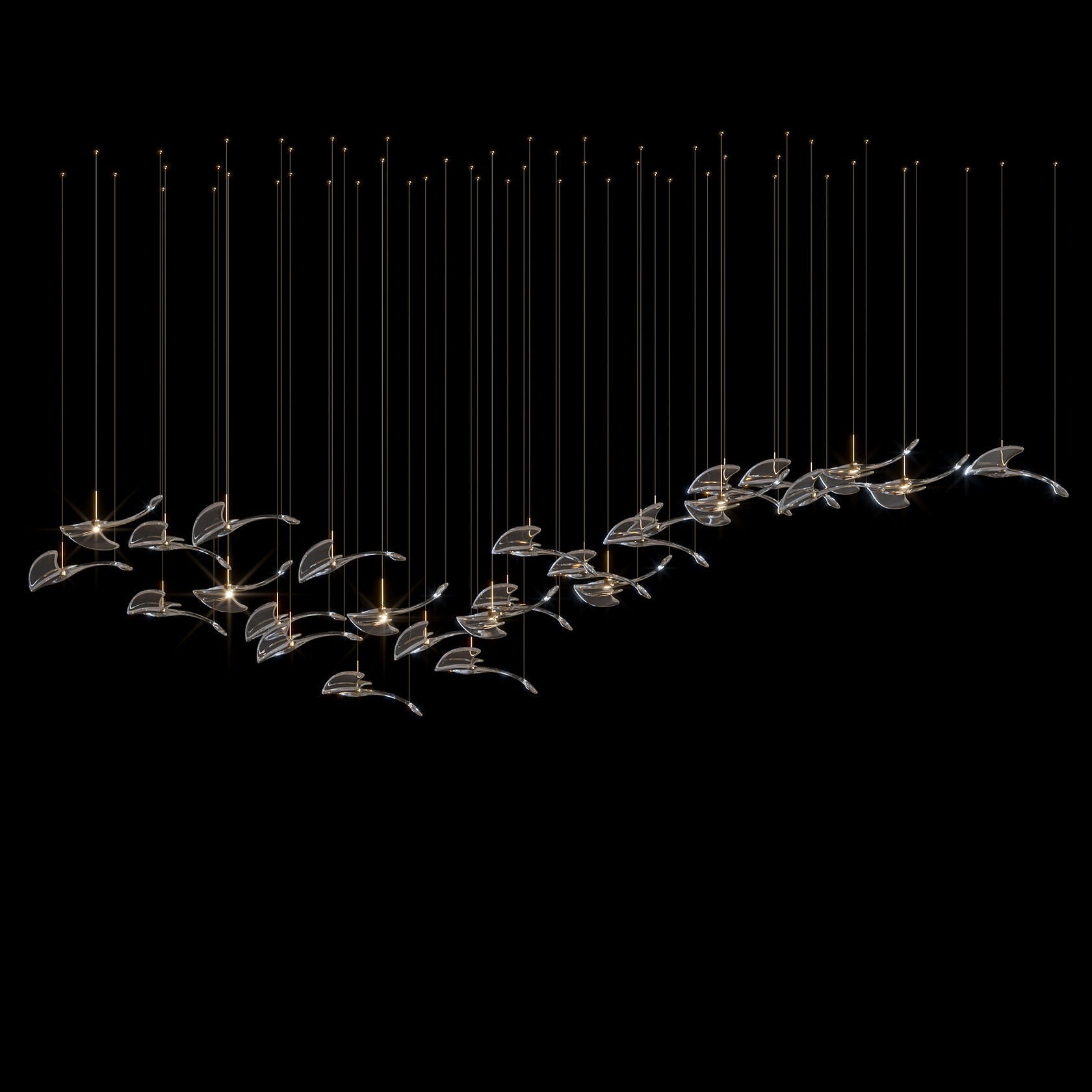 Glass Swallow Flight Chandelier