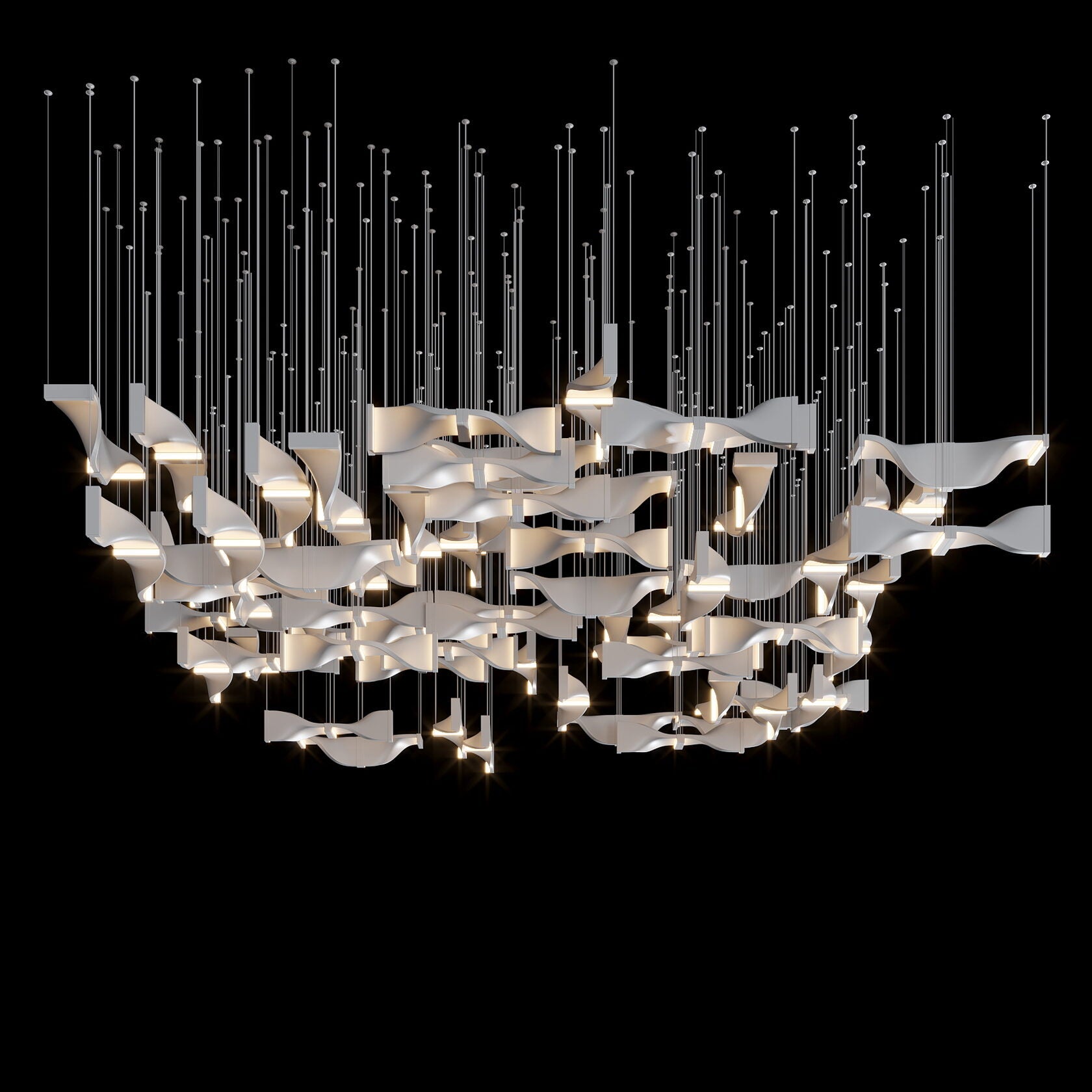 White Ribbon Wave Chandelier