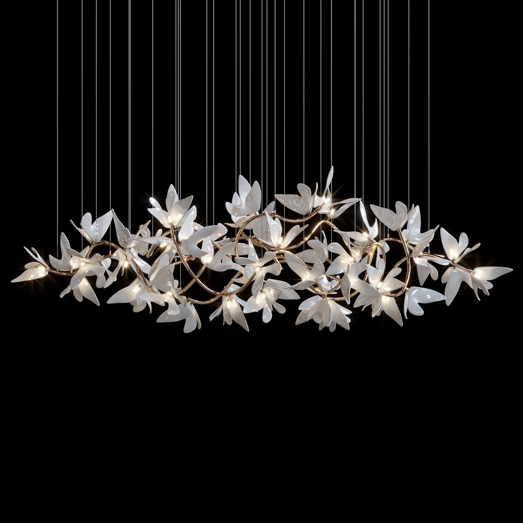 White Orchid Garland Chandelier