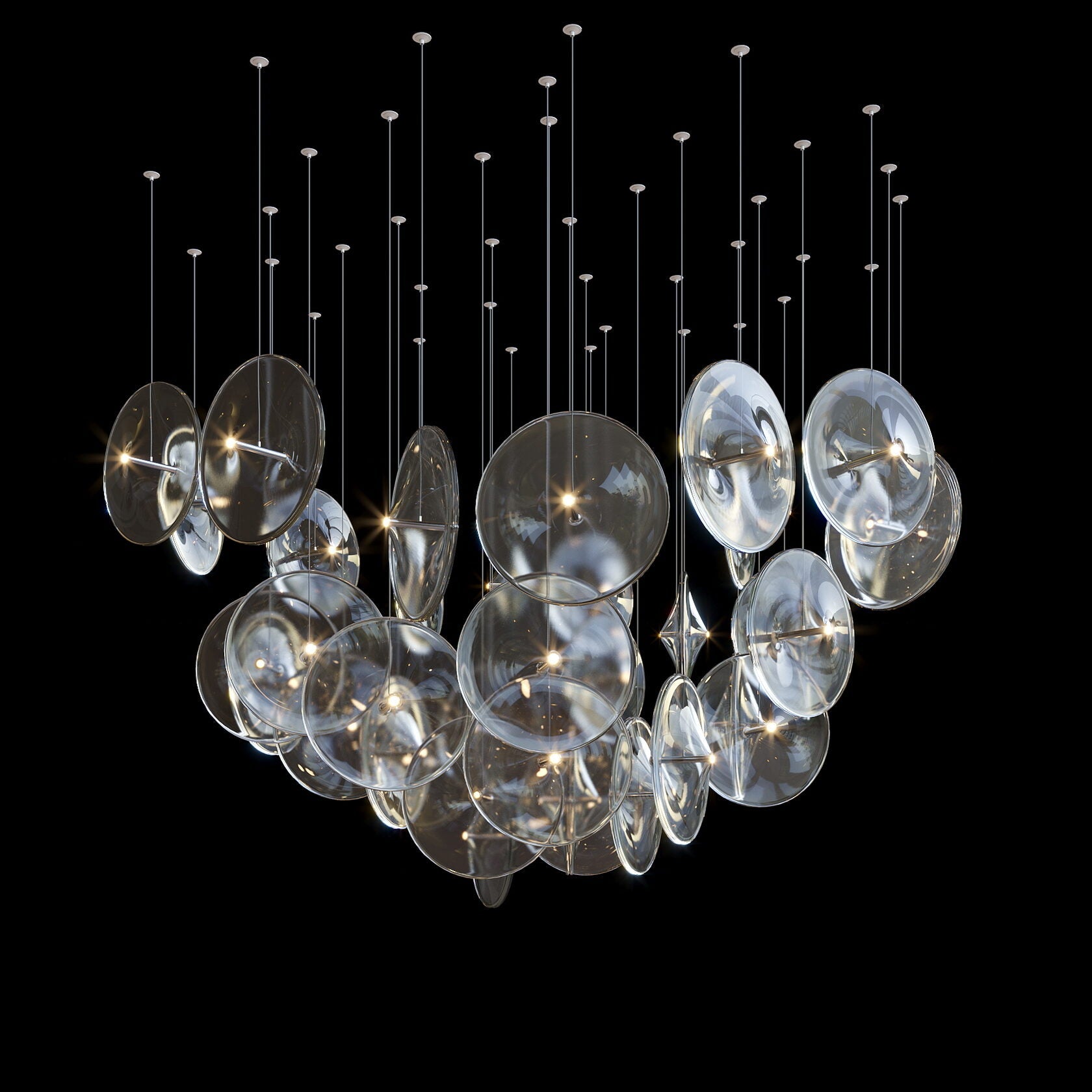 Smoke Glass Disc Cluster Chandelier
