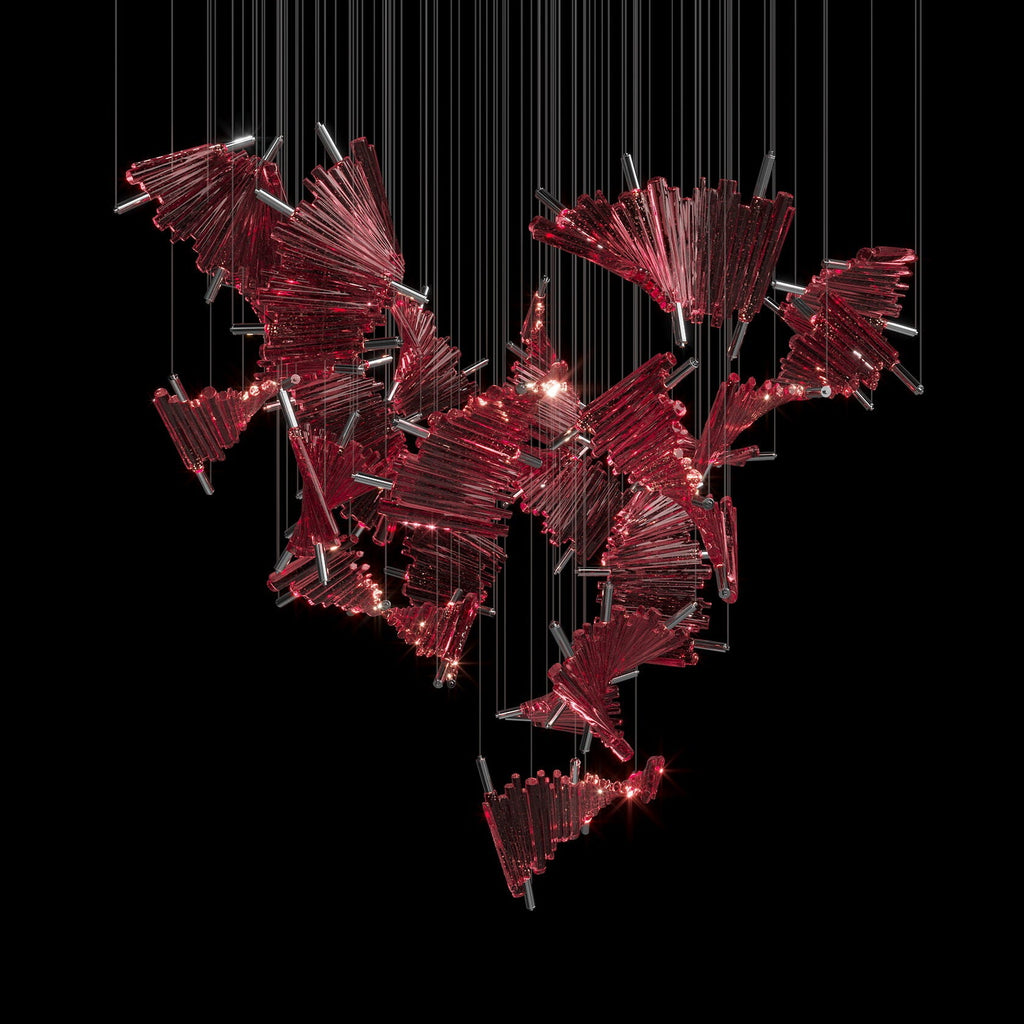 Crimson Fan Wave Chandelier
