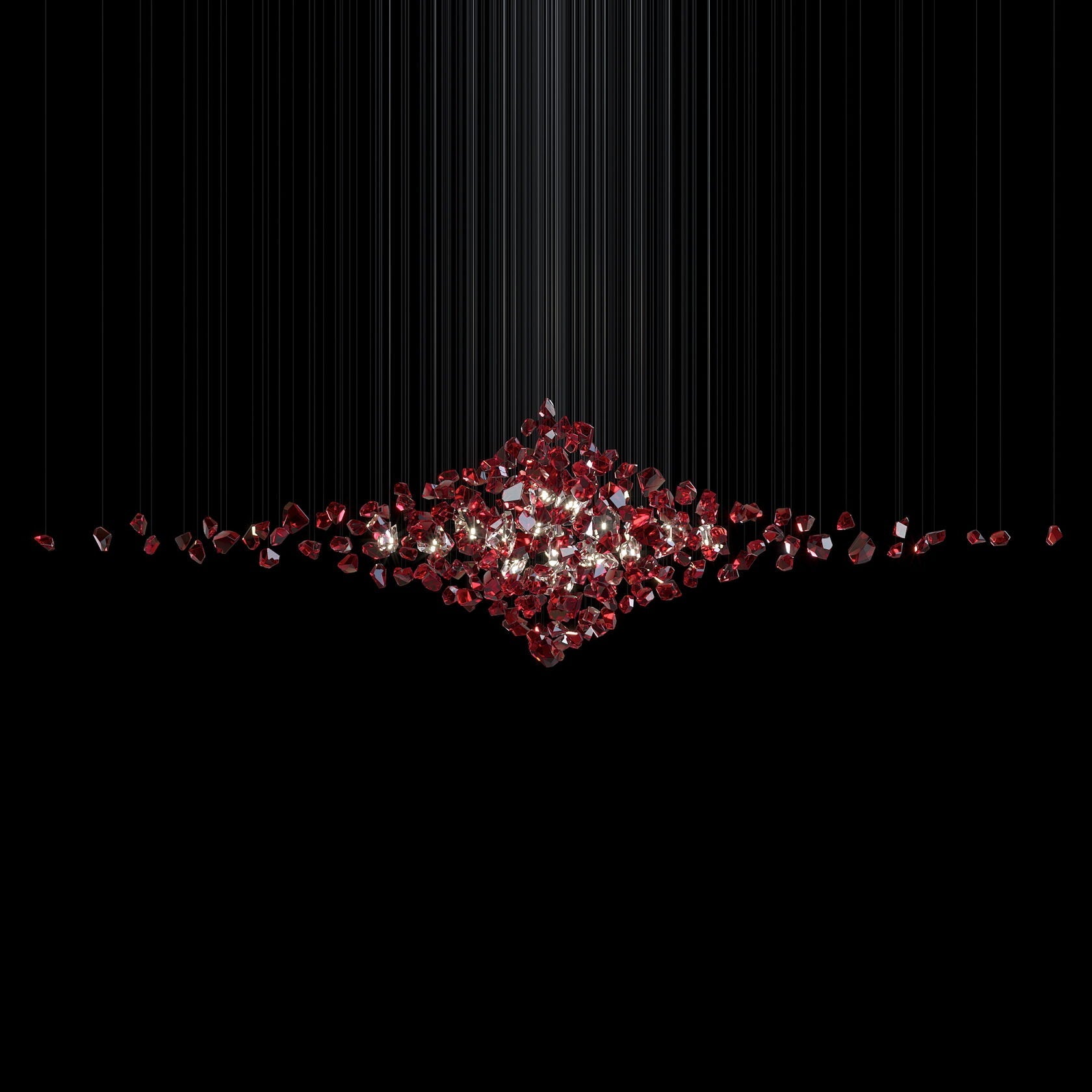 Crimson Crystal Scatter Chandelier