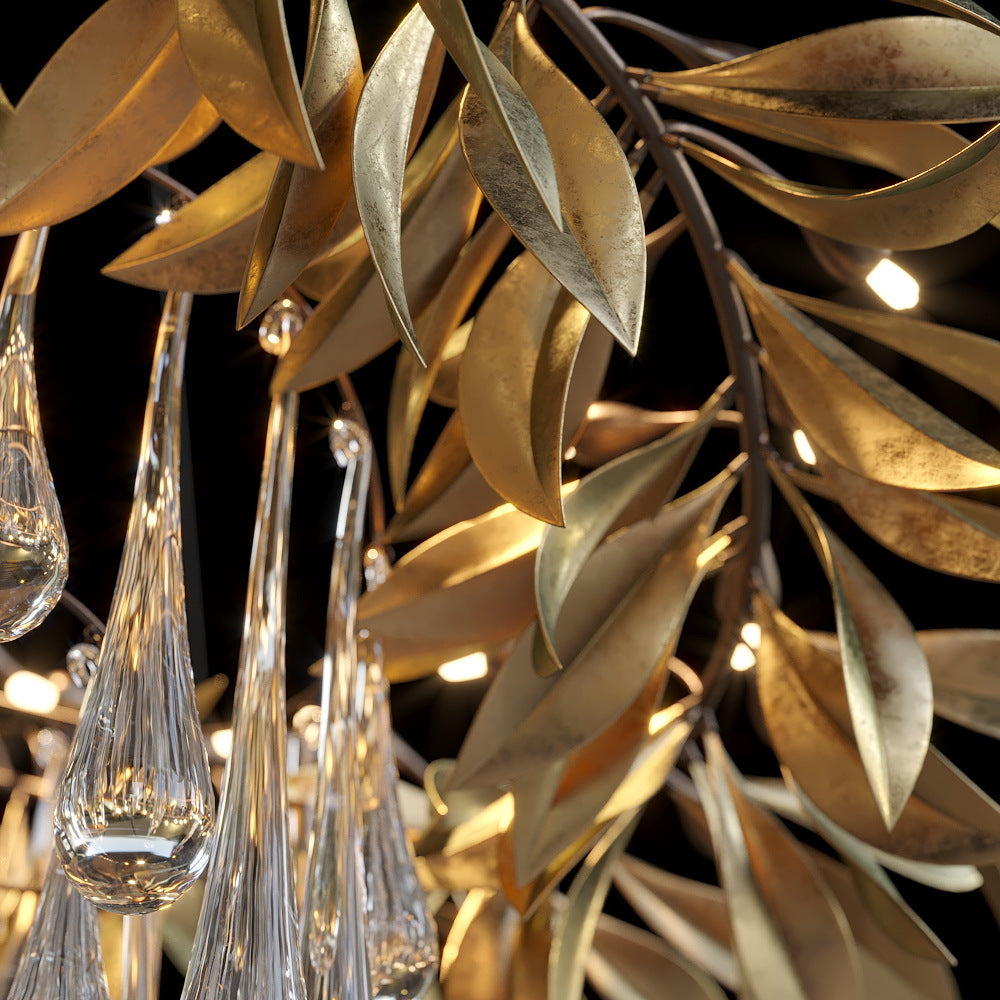 Olive Leaf Rain Chandelier