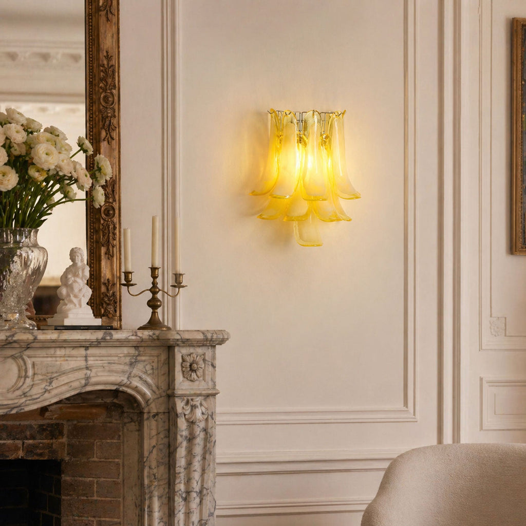 Glass Palmette Transparent Chandelier Murano lighting by Bling Lighting Studio
