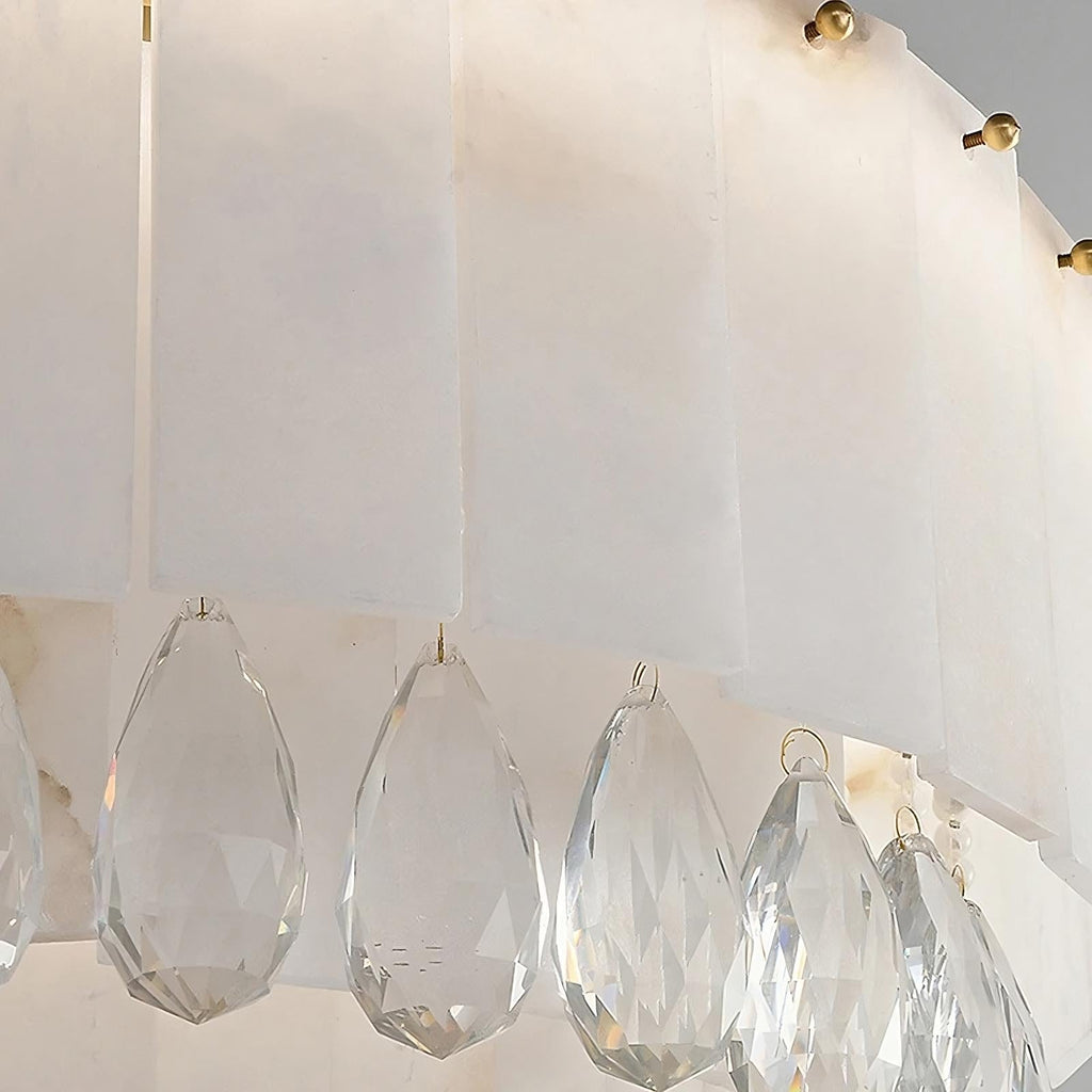 Stuart 23" Alabaster & Crystal Round Chandelier material and finish detail