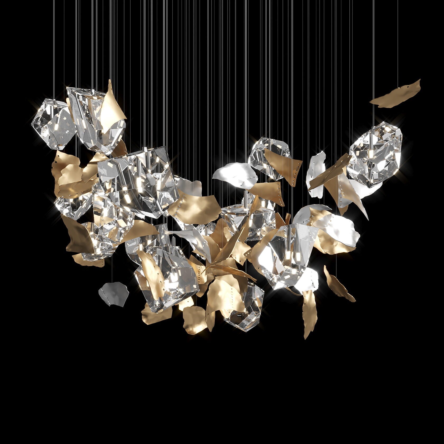 Crystal Leaf Scatter Chandelier