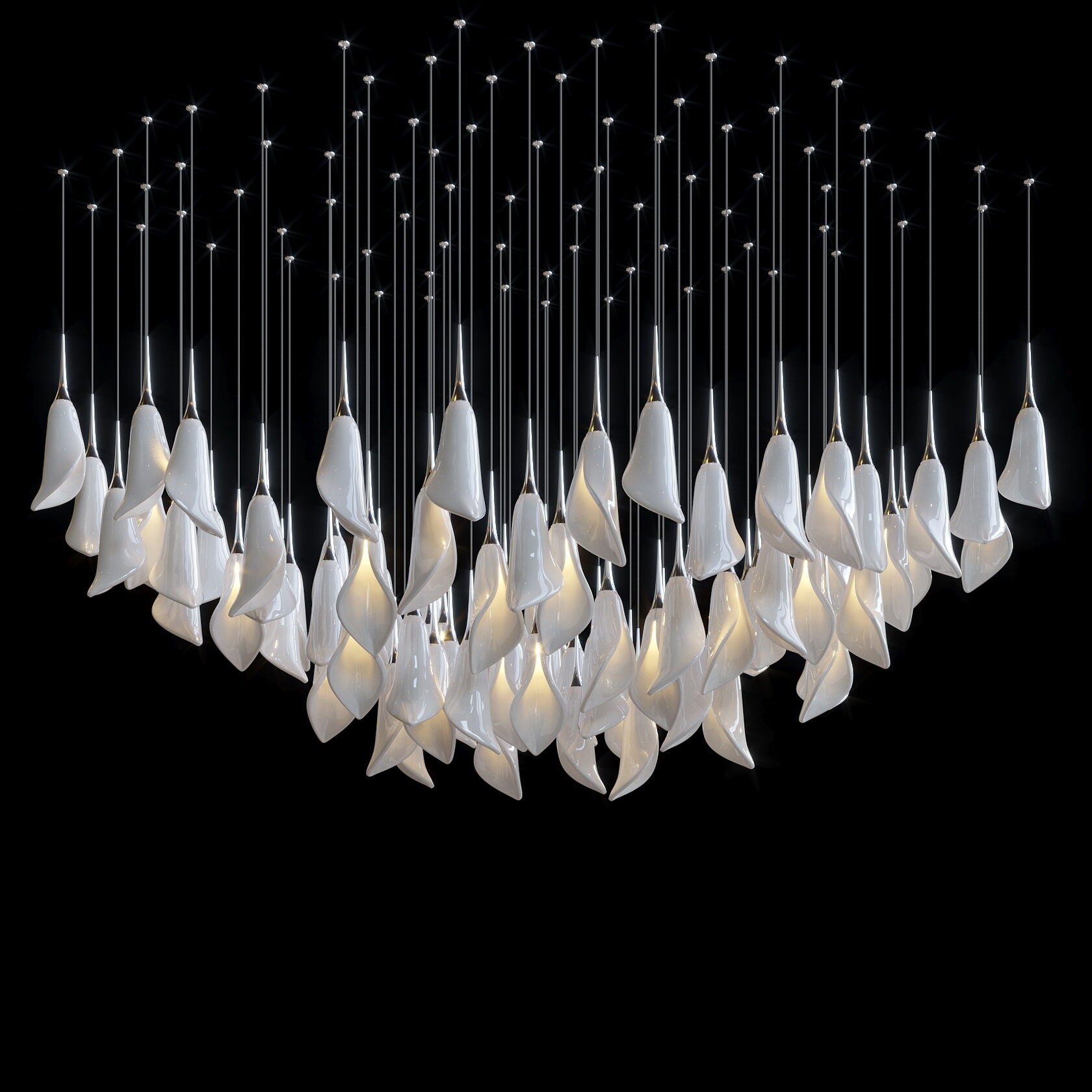 White Petal Drop Chandelier