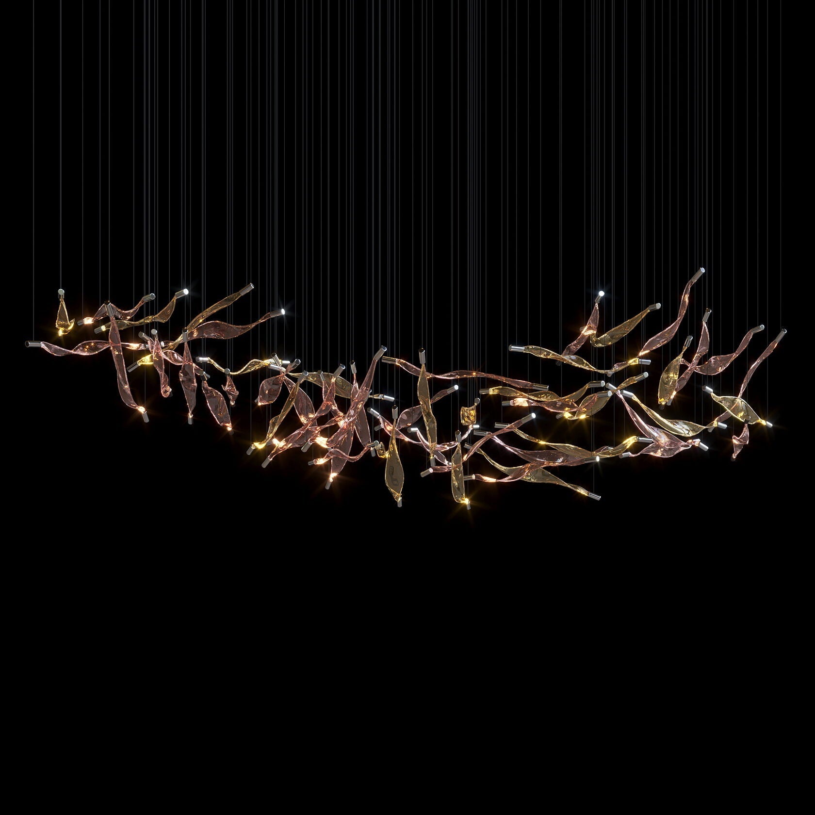 Blush Ribbon Wave Chandelier