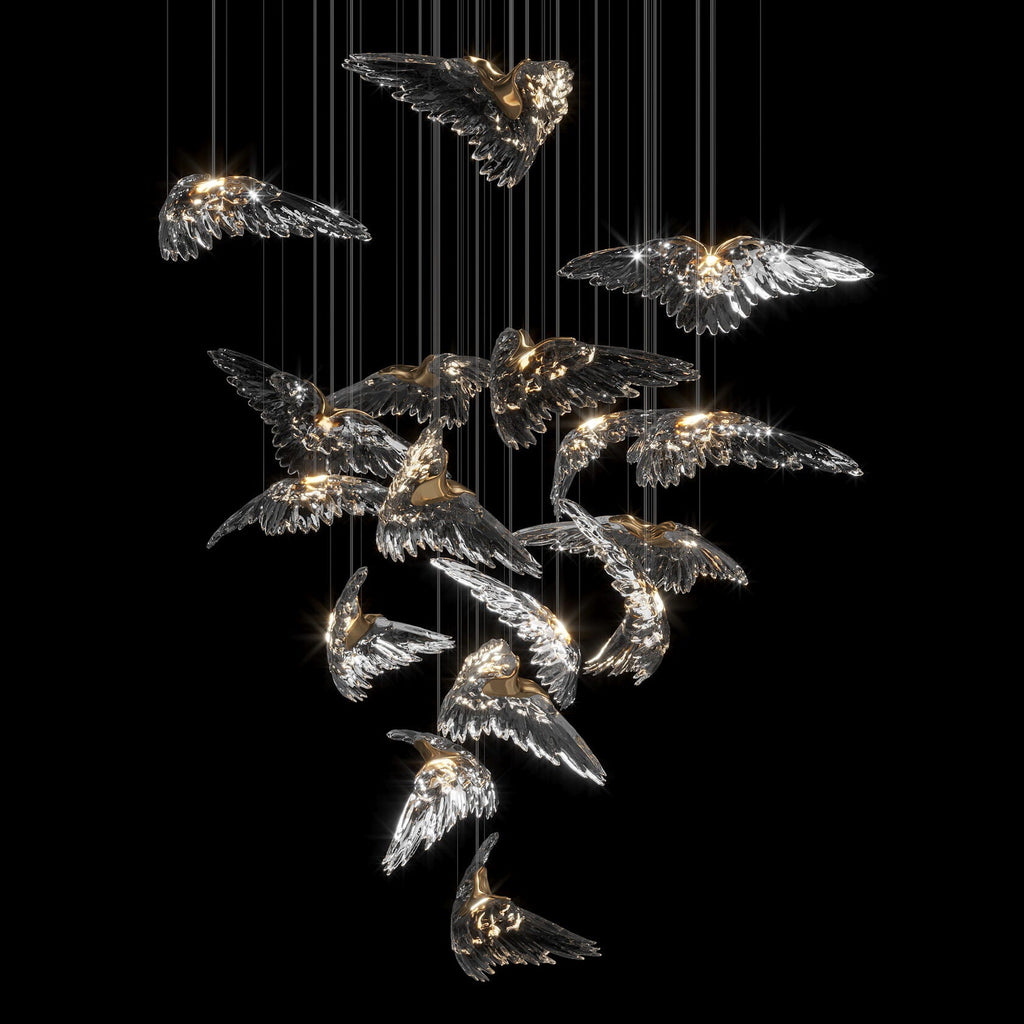 Crystal Heron Flight Chandelier