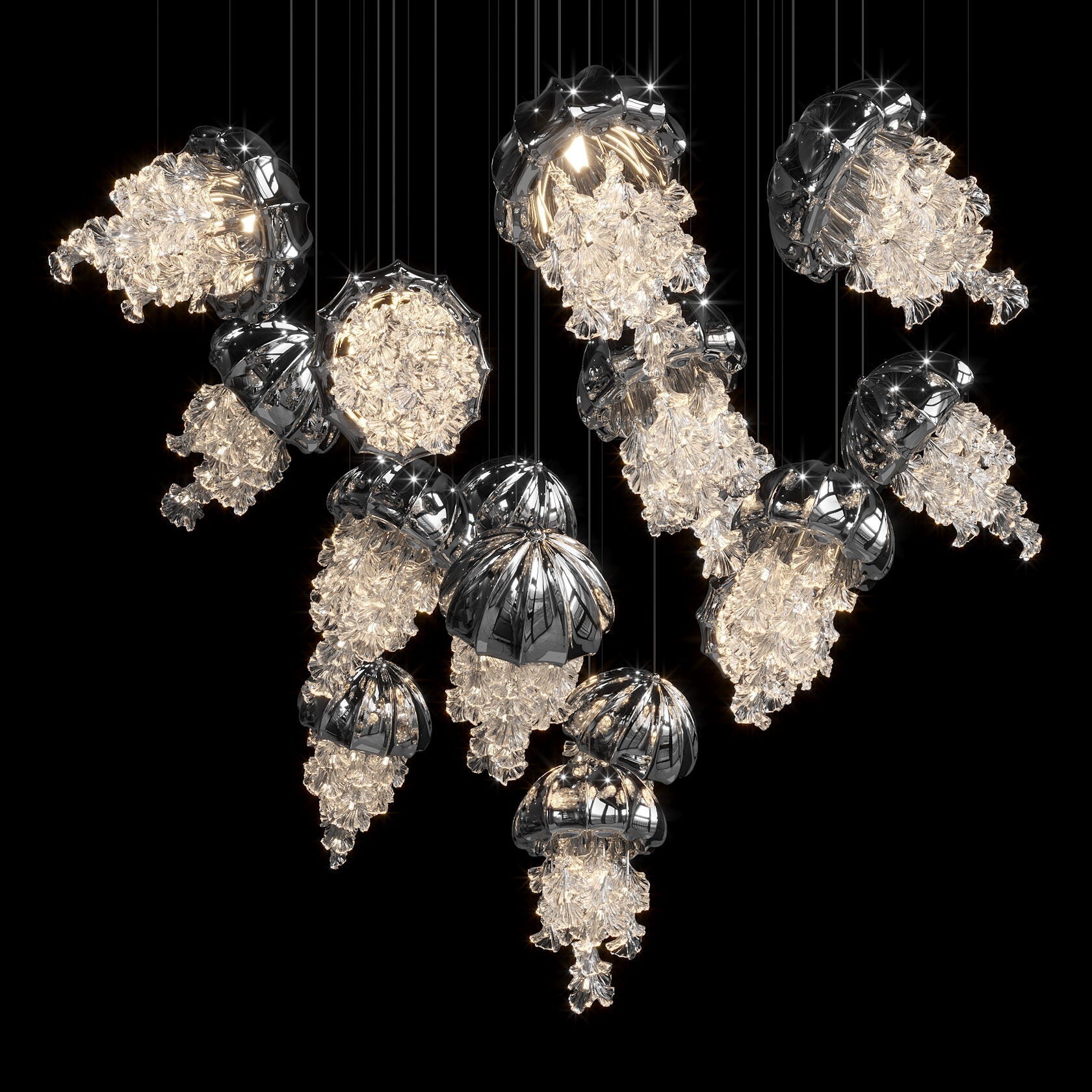 Mauve Jellyfish Cascade Chandelier