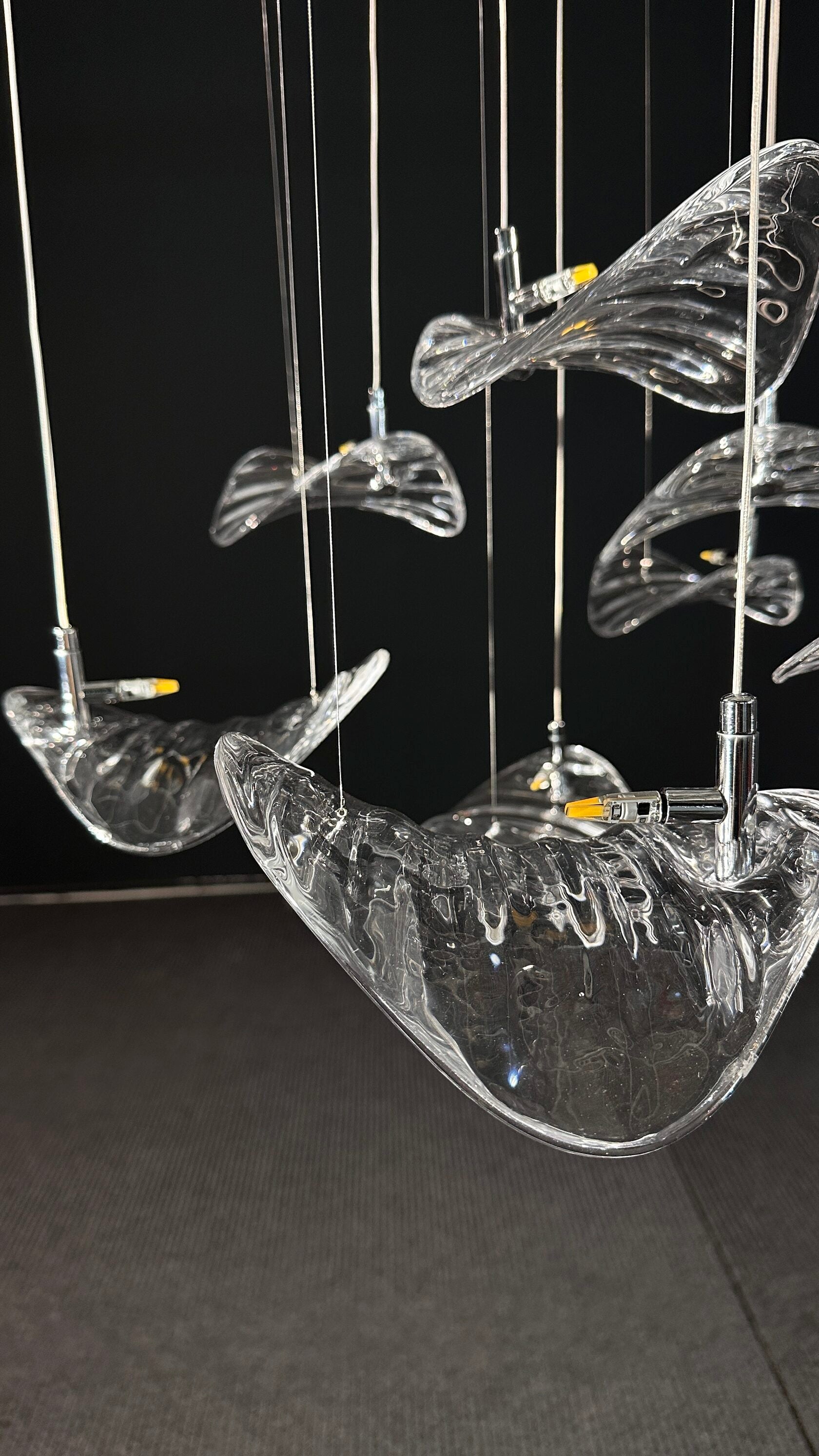 Smoke Manta Cluster Chandelier