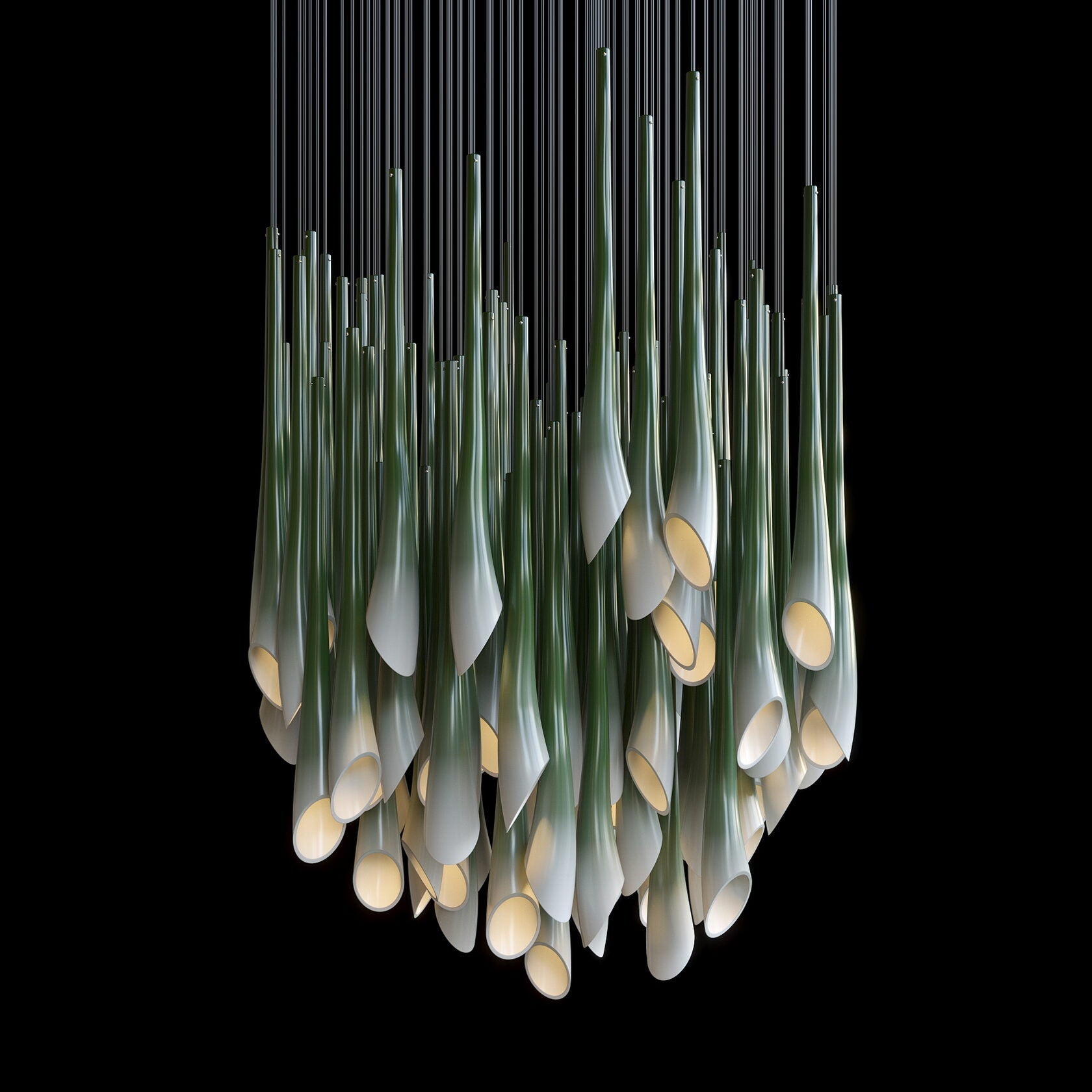 Green Trumpet Cluster Chandelier