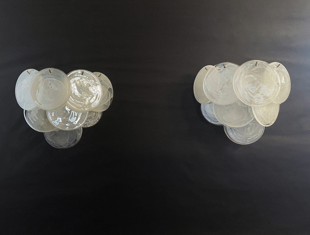 Murano Wall Lamp | 10 Alabaster White Disc Glass | Set of 2