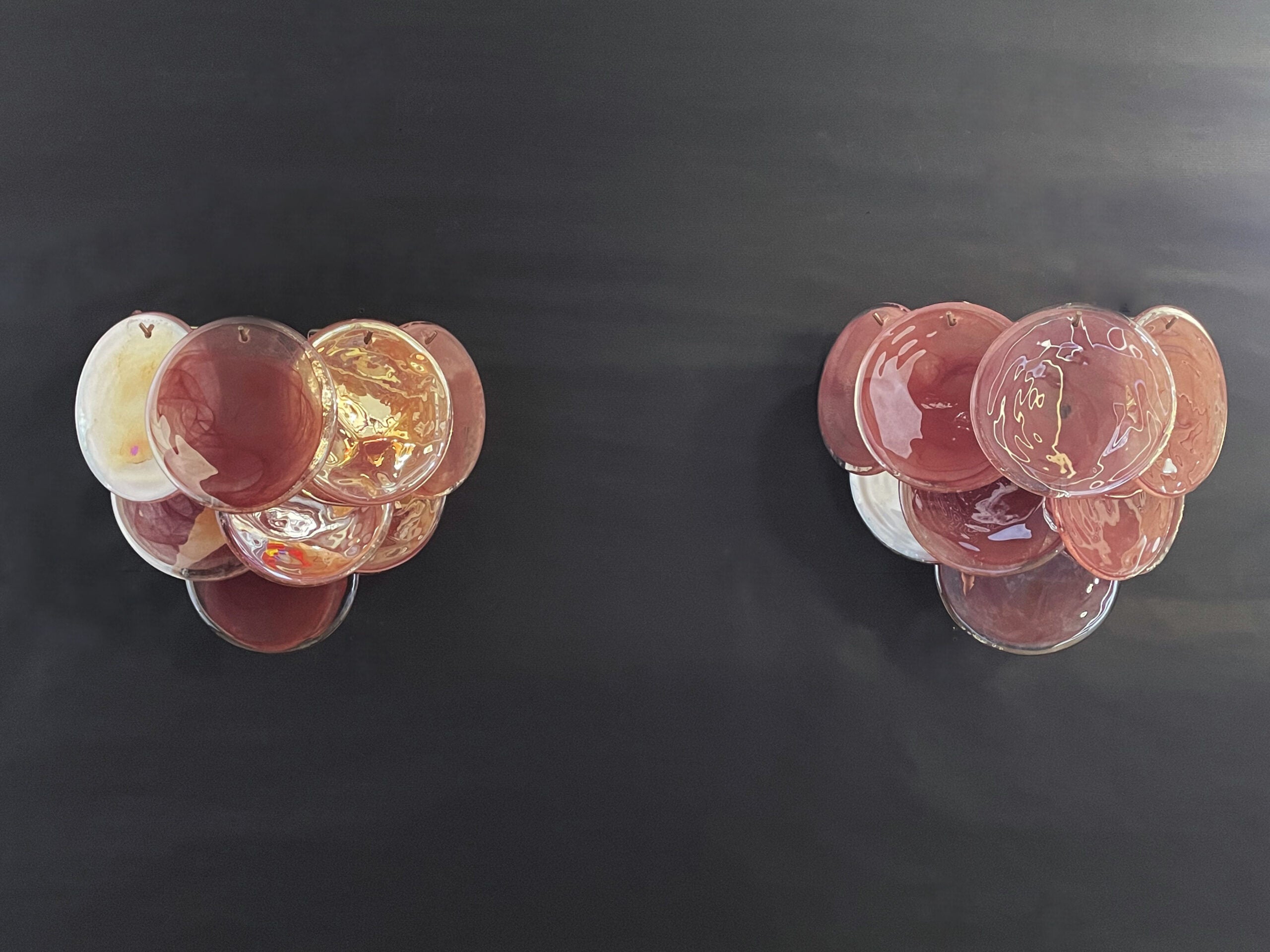 Murano Wall Lamp | 10 Alabaster Pink Disc Glass | Set of 2
