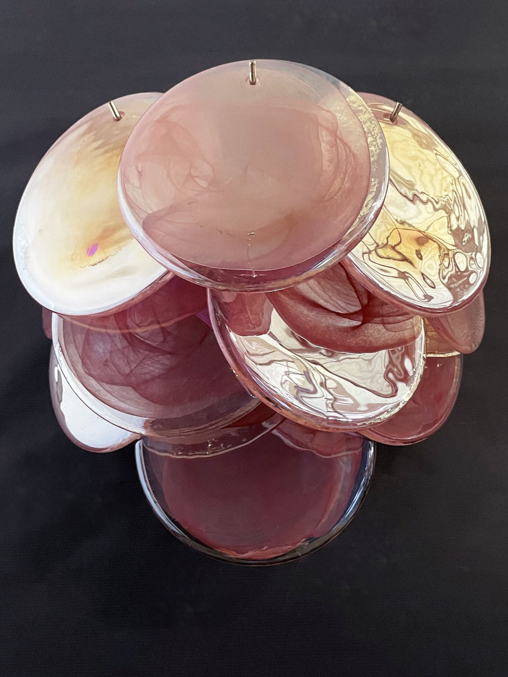 Murano Wall Lamp | 10 Alabaster Pink Disc Glass | Set of 2