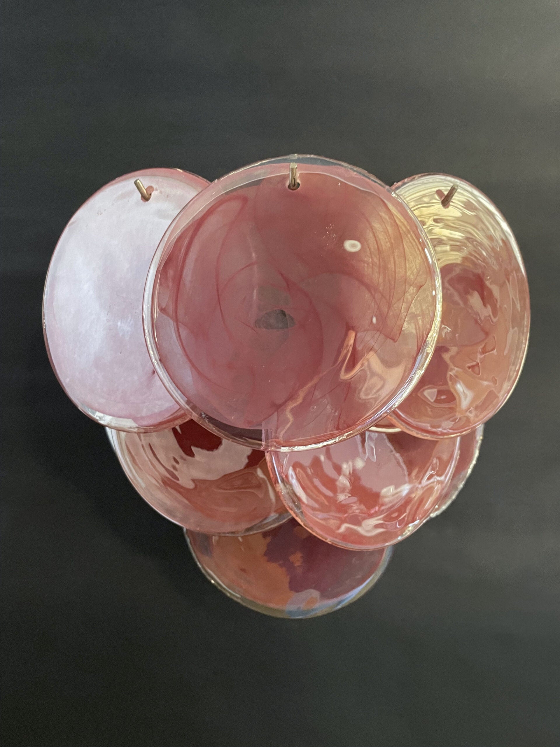 Murano Wall Lamp | 10 Alabaster Pink Disc Glass | Set of 2