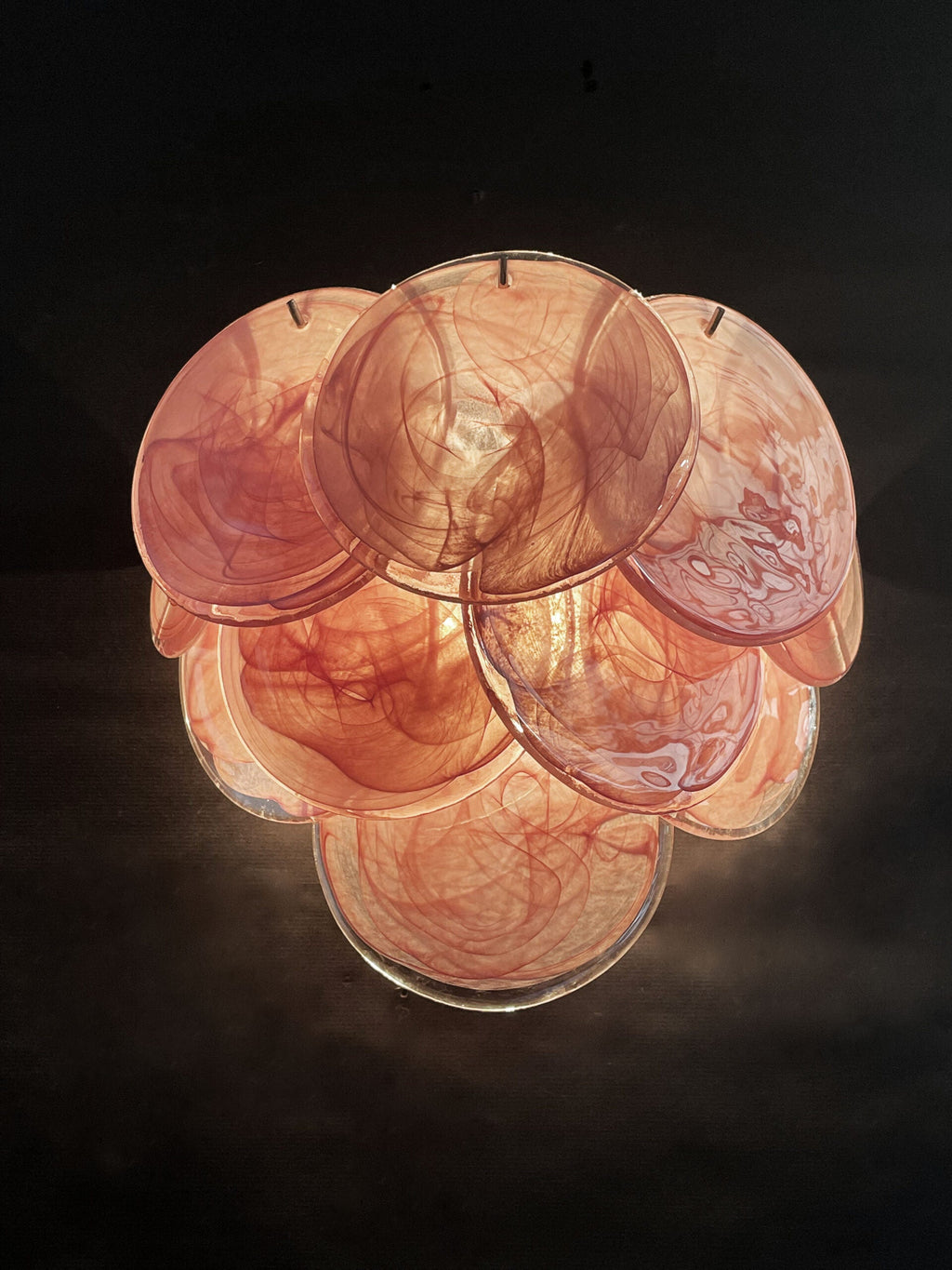 Murano Wall Lamp | 10 Alabaster Pink Disc Glass | Set of 2