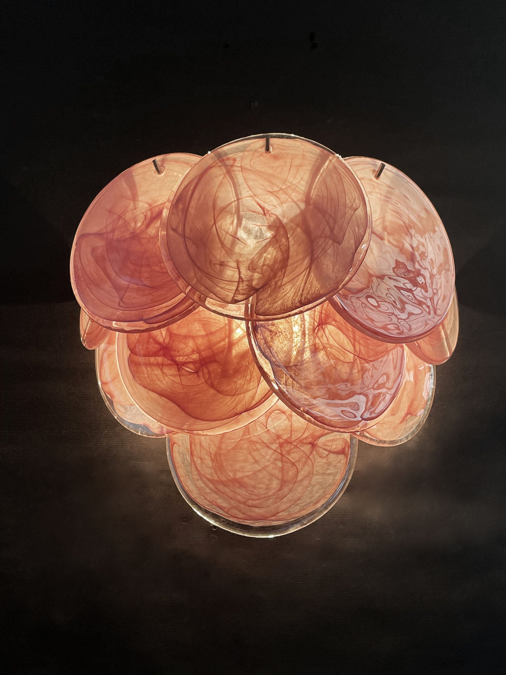 Murano Wall Lamp | 10 Alabaster Pink Disc Glass | Set of 2