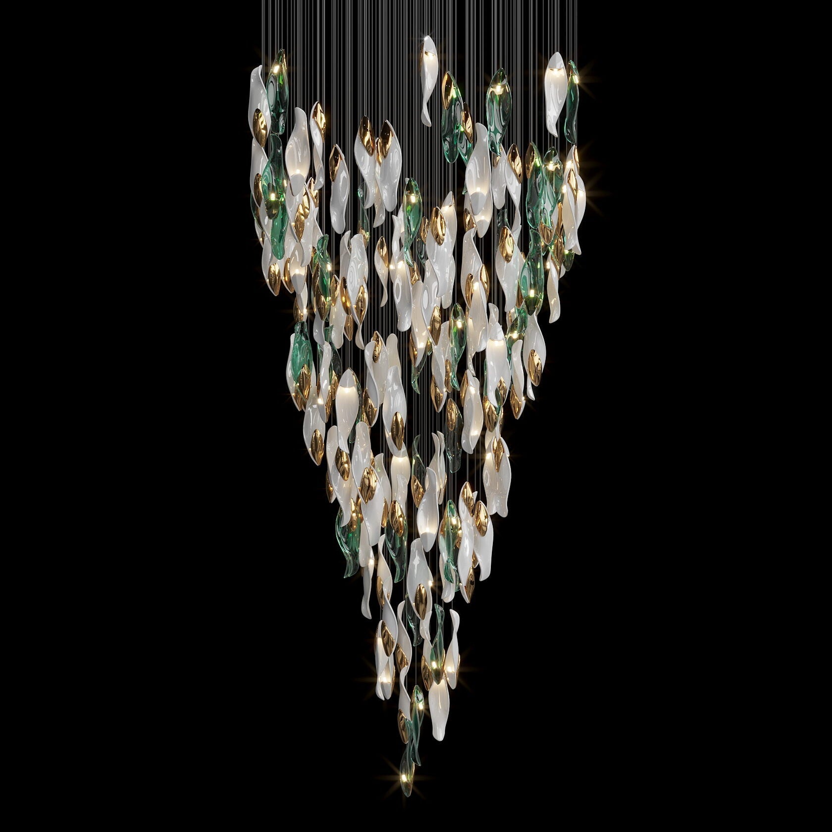 White Sea Petal Cascade Chandelier