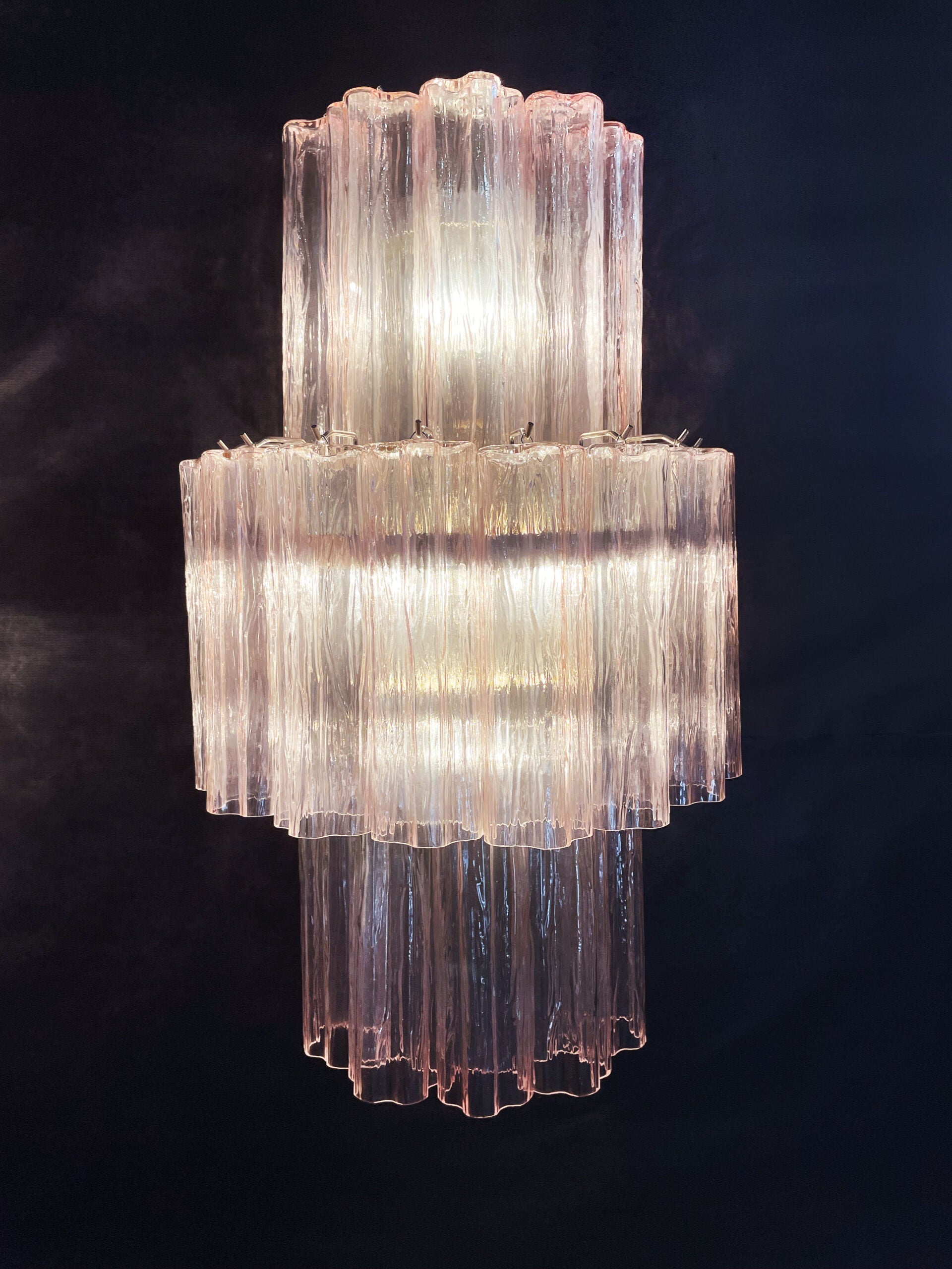 Murano Wall Lamp | 18 Pink Prism Glass | Set of 2
