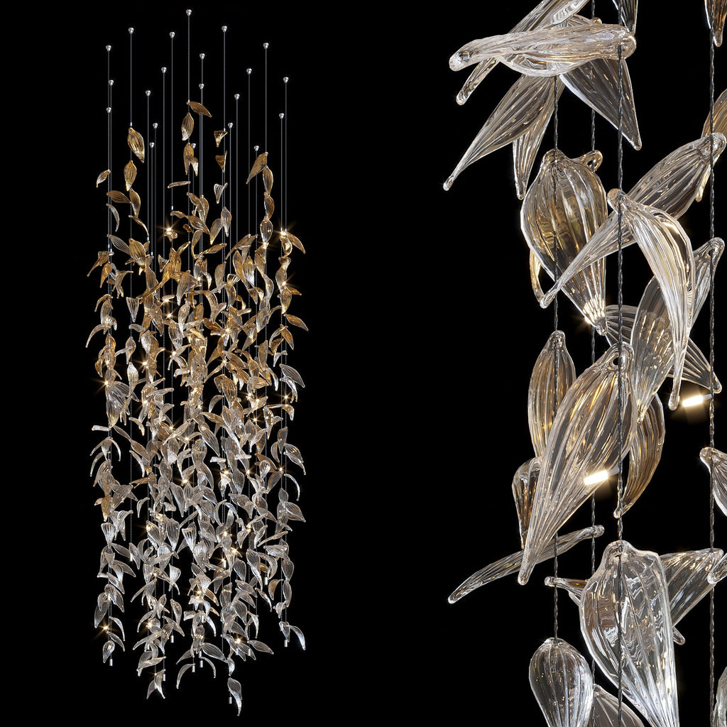 Gold Crystal Leaf Rain Chandelier