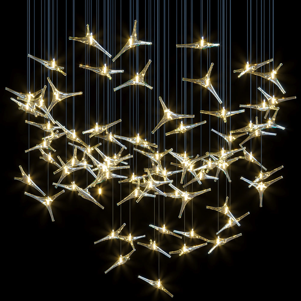 White Gold Leaf Vine Chandelier
